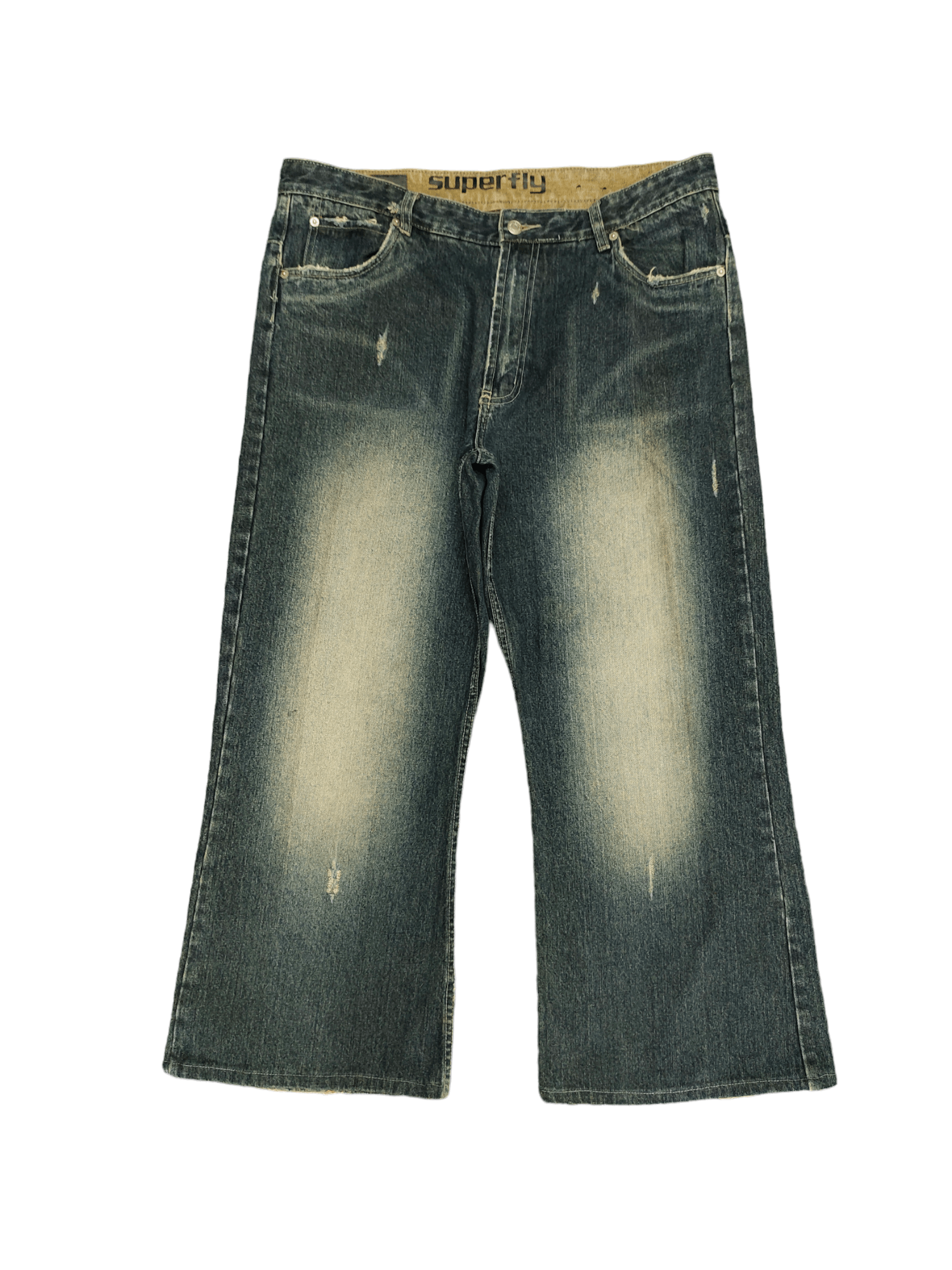 Hysteric Glamour Baggy Jeans Industrie Sand Wash Ripped Denim Wide Loose Y2k Size US 37 - 1 Thumbnail