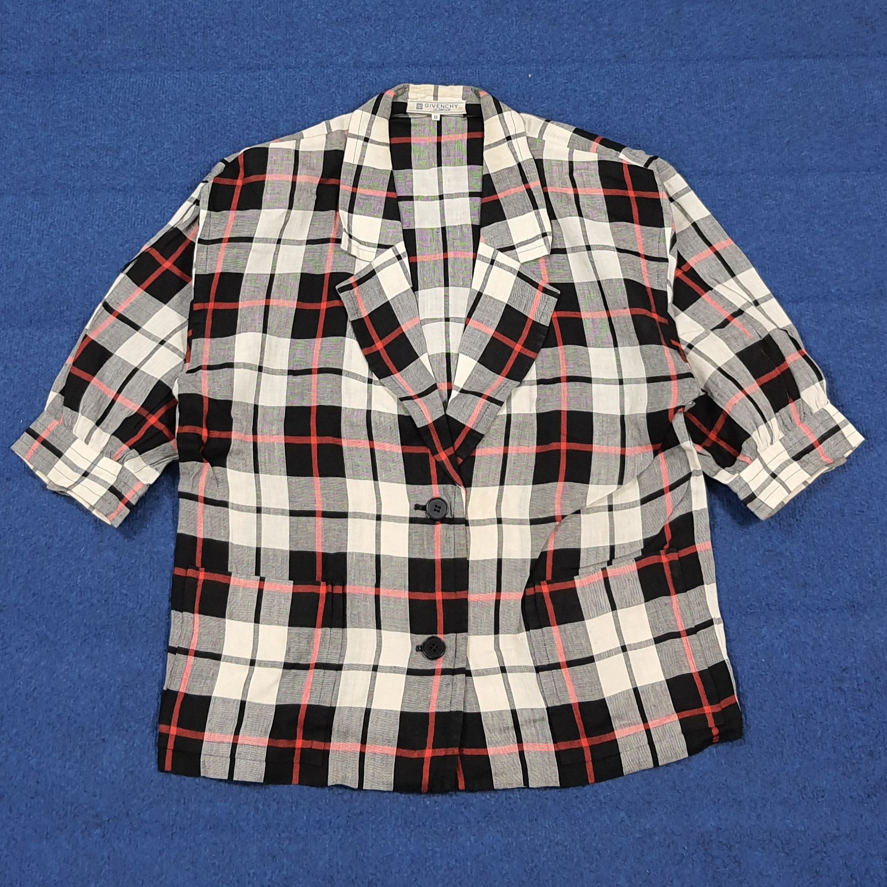 Givenchy Vintage Givenchy Glamour Plaid Linen Blazer Jacket C308N15 Size L / US 10 / IT 46 - 1 Thumbnail