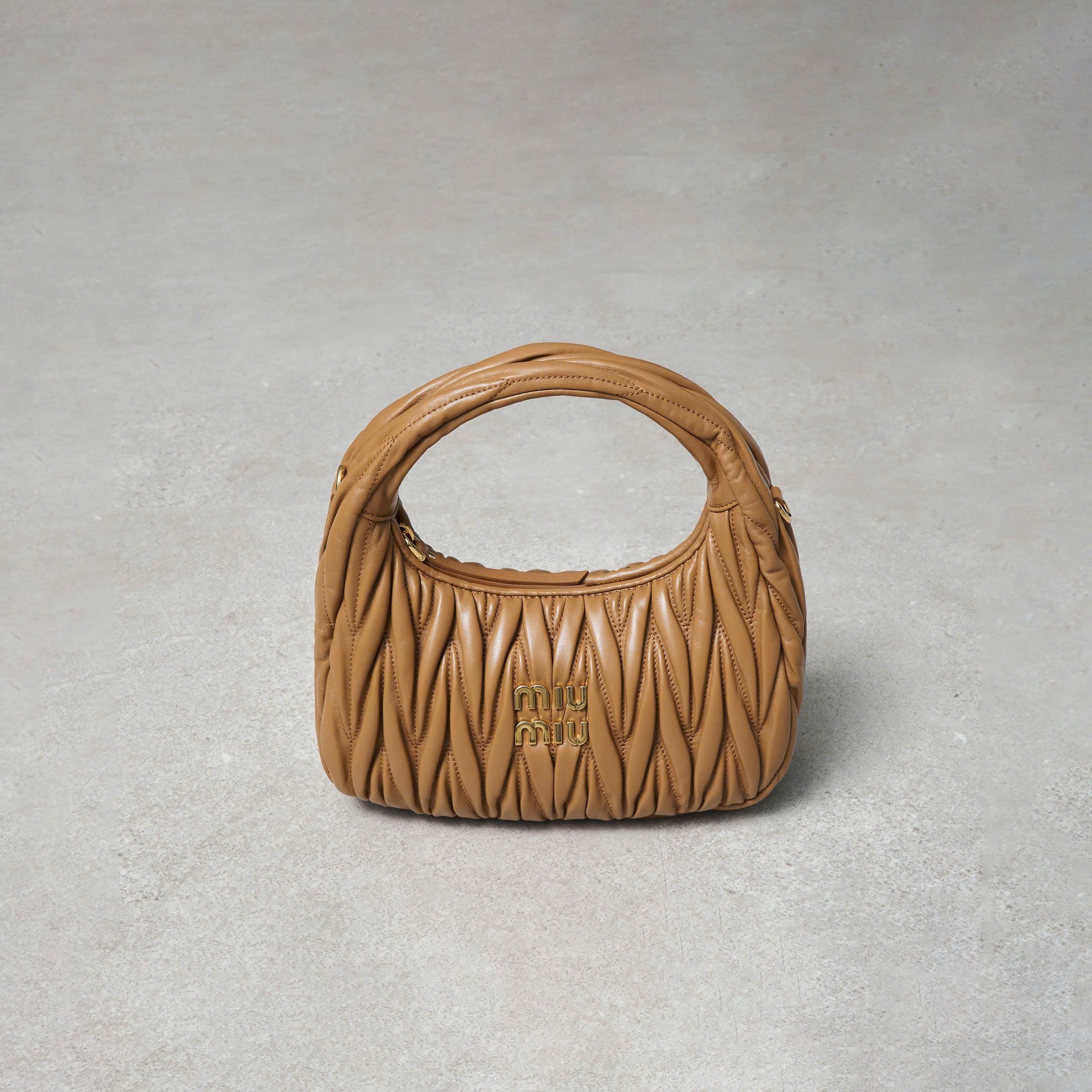 Miu Miu MIU MIU Wander Matelassé Small Hobo Bag CARAMEL Size ONE SIZE - 1 Thumbnail