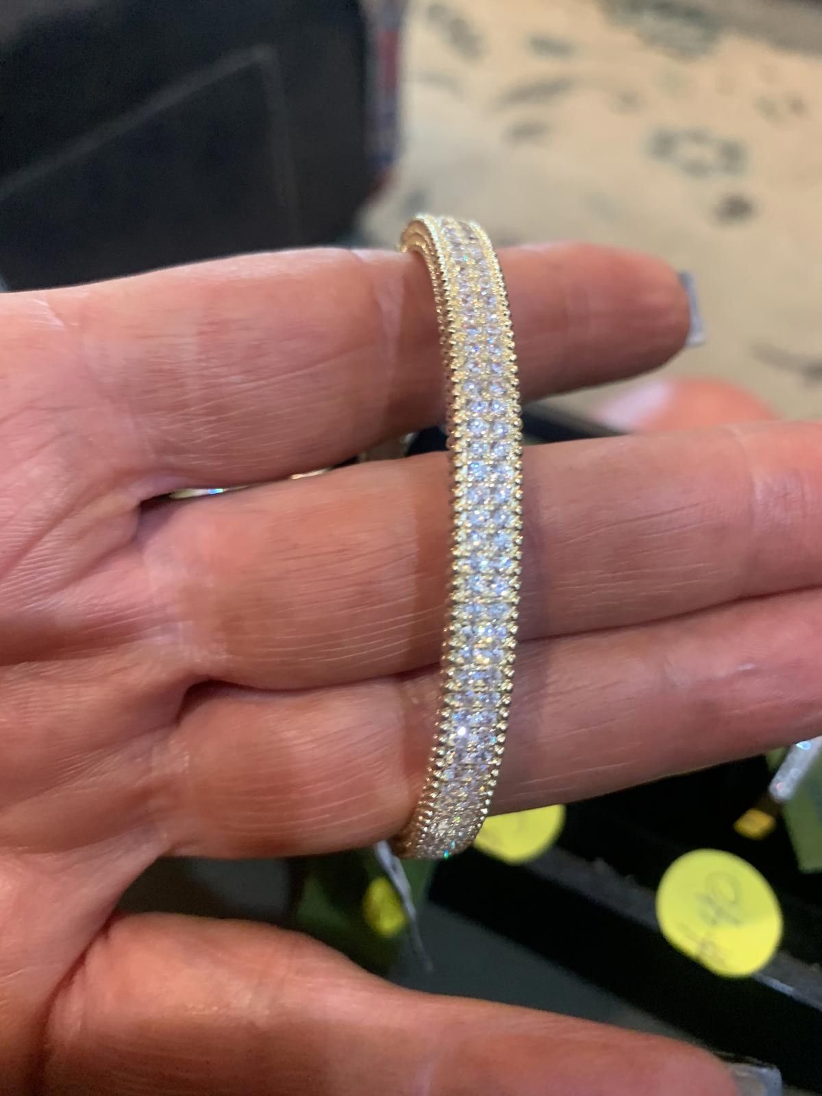 Designer Elegant CZ Diamond Bangle Bracelet - Silver Tone Size ONE SIZE - 1 Thumbnail