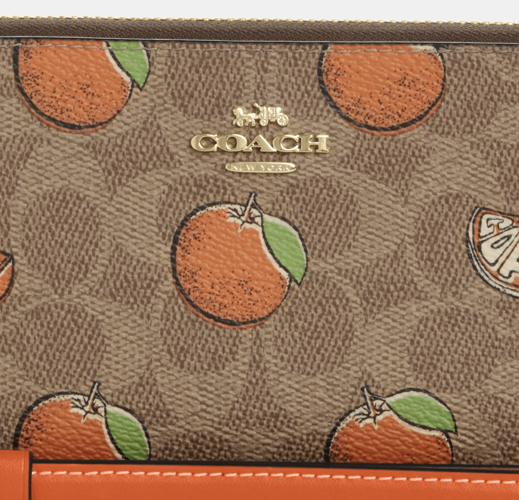 Coach Long Zip Around Wallet With Orange Print CAO92 Size ONE SIZE - 8 Thumbnail