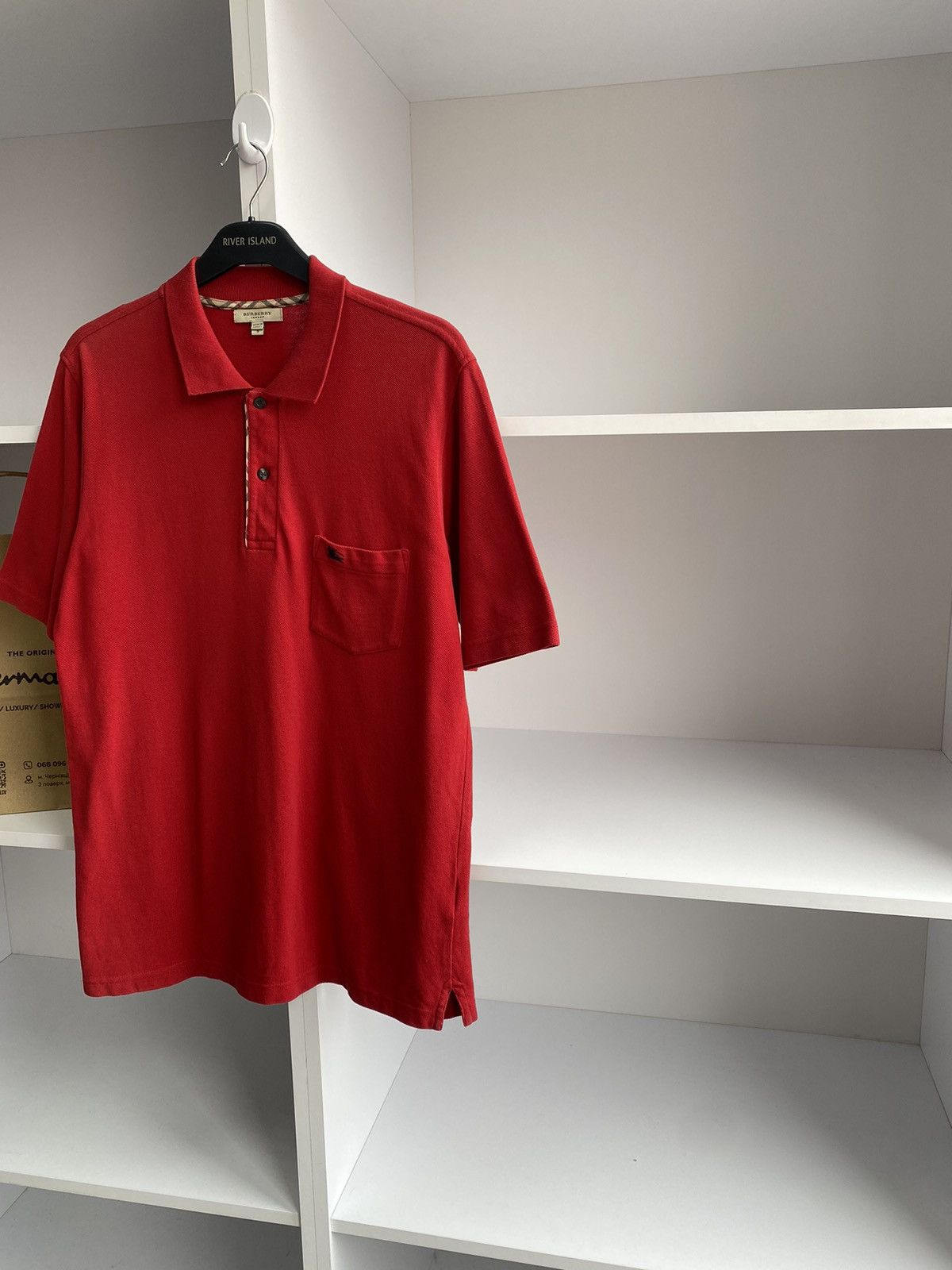 Burberry × Vintage Vintage Burberry Red Polo T-Shirt Size US S / EU 44-46 / 1 - 5 Thumbnail