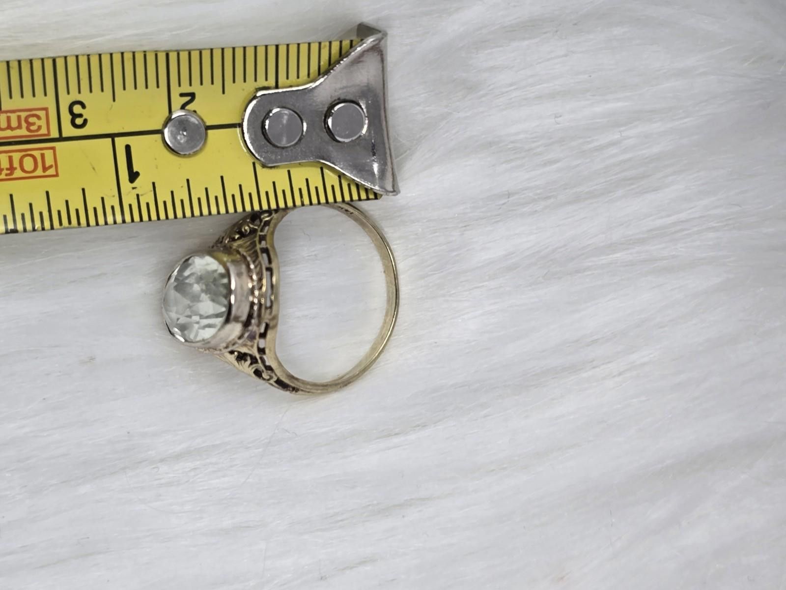 Other 14K Gold Quartz Navette Ring Filigree Vintage 3.5g Size ONE SIZE - 9 Thumbnail