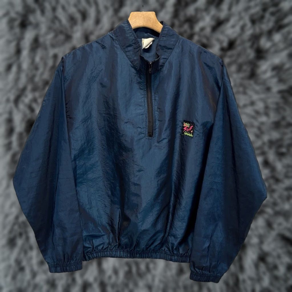 Vintage vtg Surf Style windbreaker Jacket One Size Fits Most Blue Iridescent Skater 90s Size US M / EU 48-50 / 2 - 1 Thumbnail
