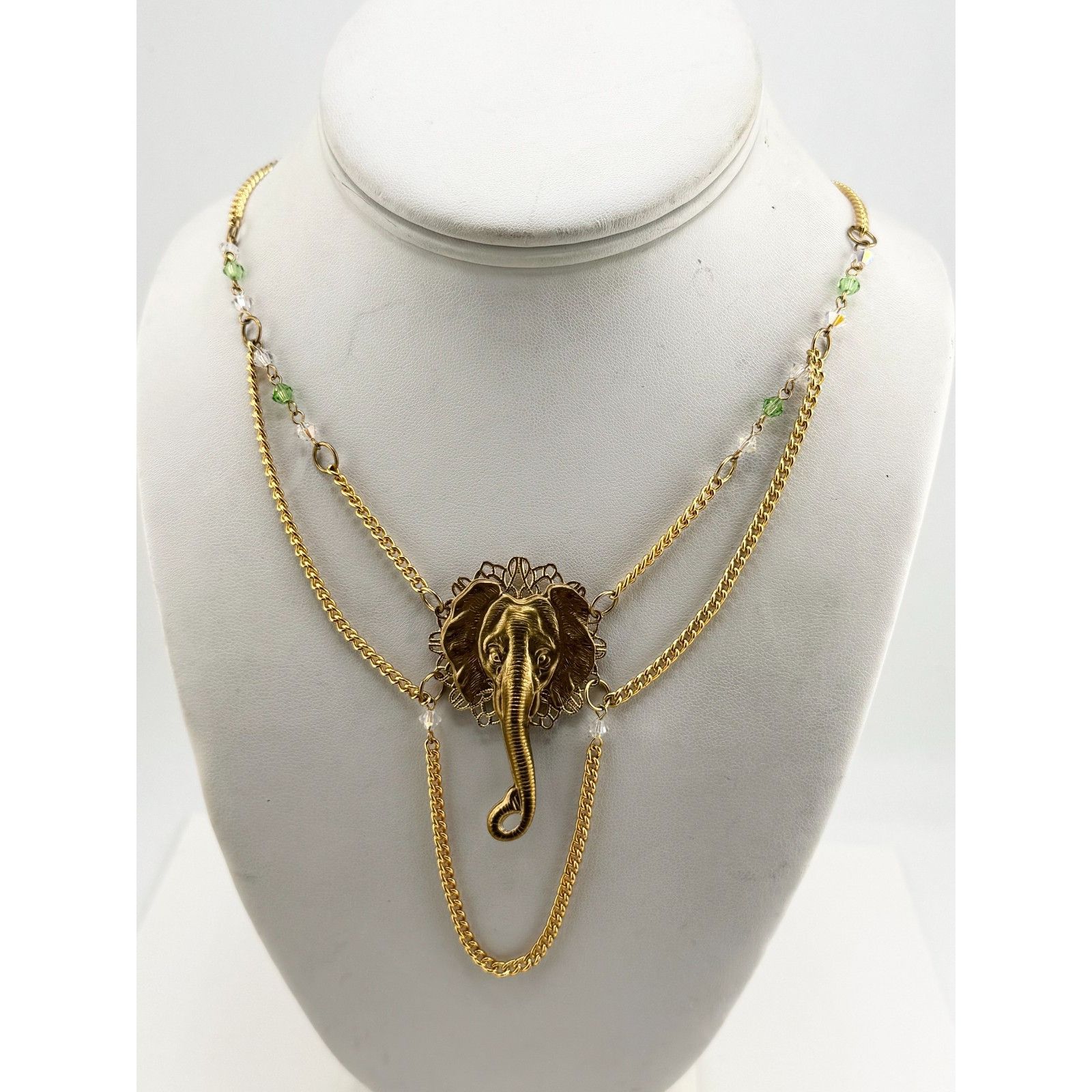 Vintage Vintage crystal filigree elephant chain necklace Size ONE SIZE - 4 Thumbnail