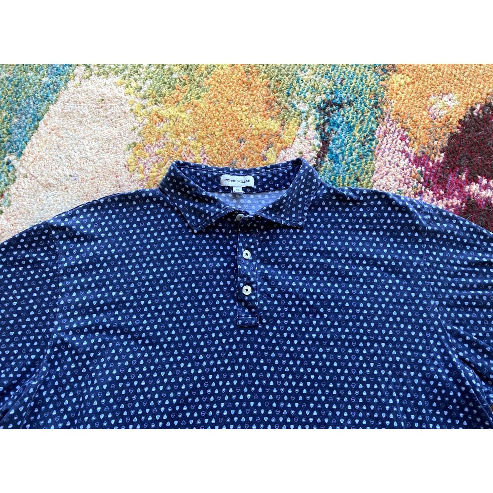Peter Millar Peter Millar Polo Shirt Mens XL Navy Blue All Over Print AOP Golf Pima Cotton Size US XL / EU 56 / 4 - 4 Thumbnail