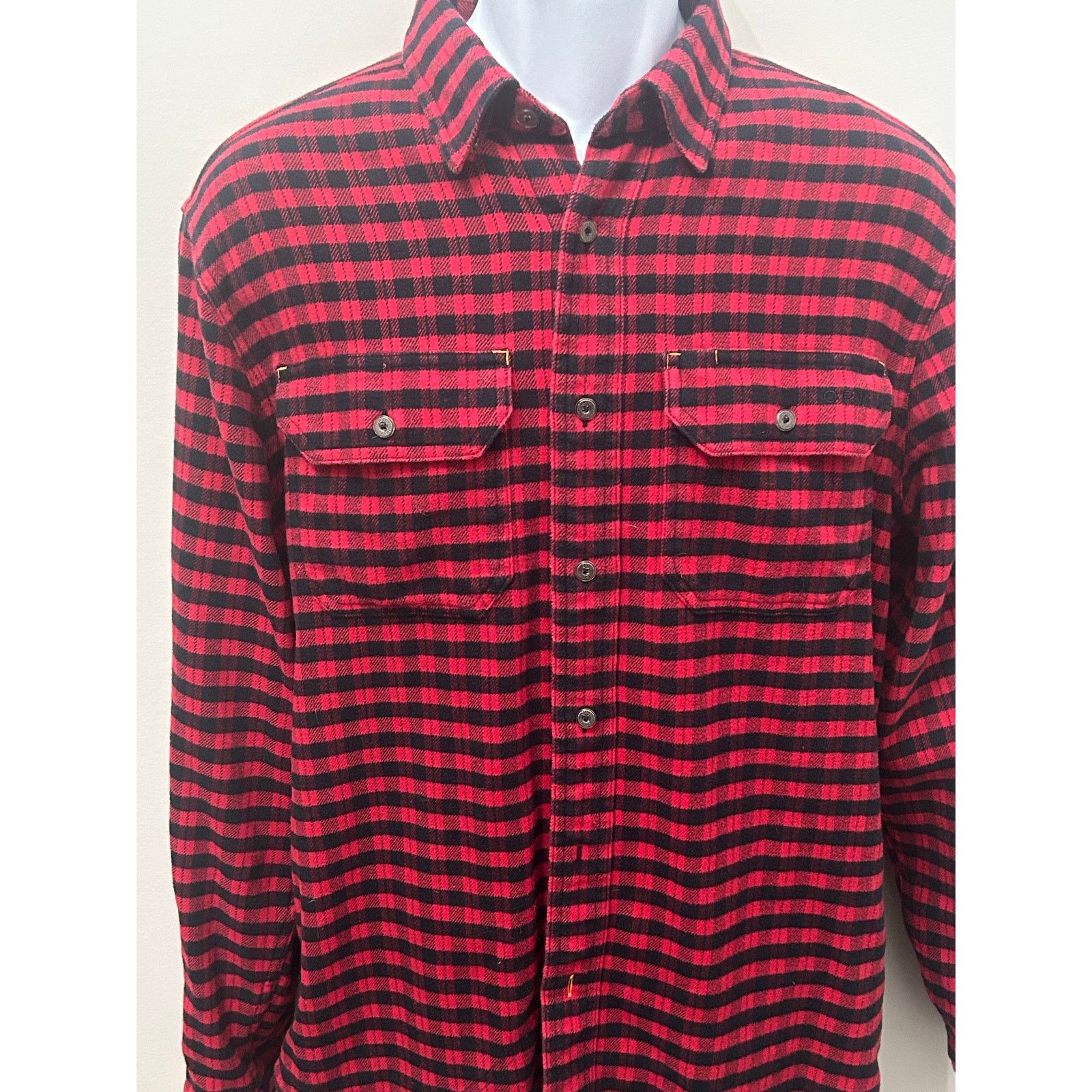 Orvis Orvis Mens Medium Red Black Check Flannel Shirt Active Fit Size US M / EU 48-50 / 2 - 2 Thumbnail