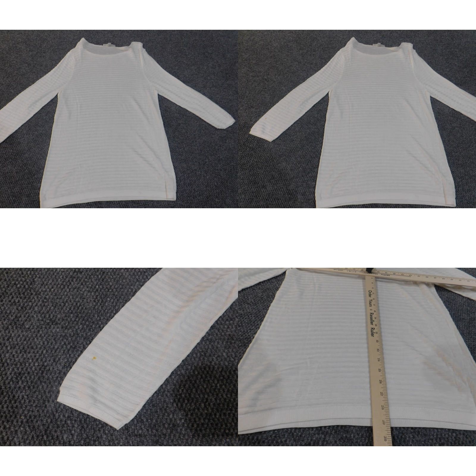 Ann Taylor Loft White XL Womens Blouse Round Neck Long Sleeve Cotton Rayon Casual Stretch Regular Ann Taylor Loft Size XL / US 12-14 / IT 48-50 - 8 Thumbnail