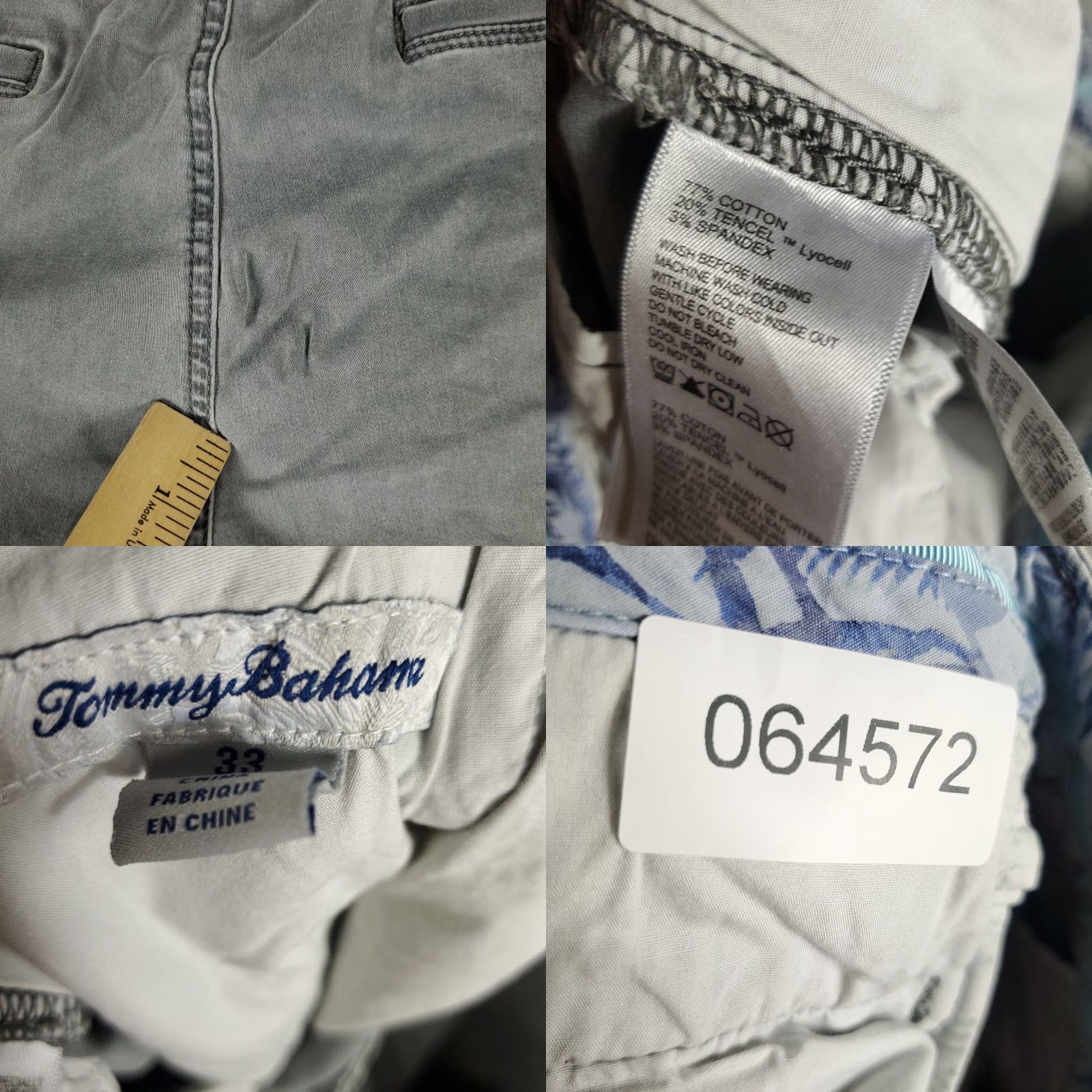 Tommy Bahama Tommy Bahama Shorts Mens Size 33 Gray Cotton Blend Flat Front Chino Pockets 34 Waist Regular Fit Summer Style Mens Size US 34 / EU 50 - 8 Thumbnail