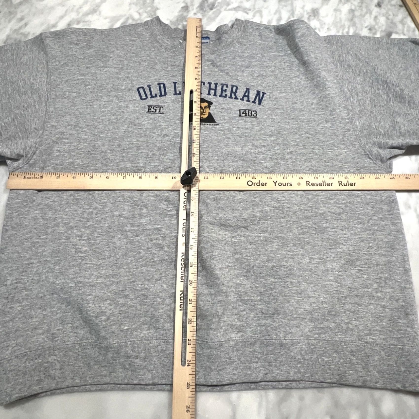 Vintage Old Lutheran Sweatshirt Men XL Pullover Heather Grey Cotton graphic print Crew Neck Regular Fit Size US XL / EU 56 / 4 - 7 Thumbnail