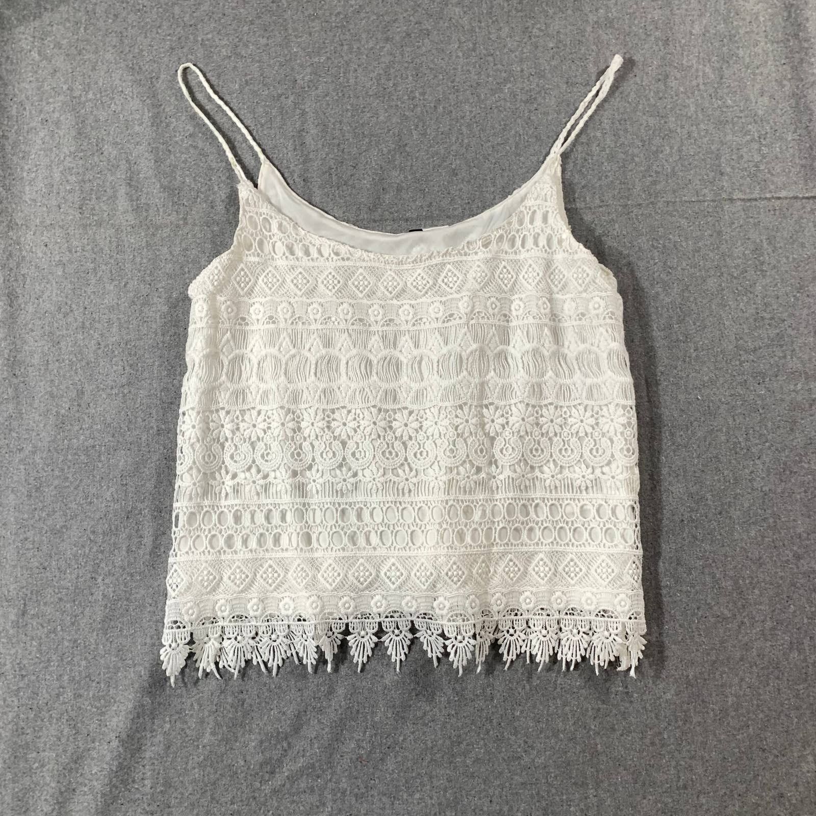 H&M H&M Lace Tank Women Small White Color Casual Summer Size S / US 4 / IT 40 - 1 Thumbnail