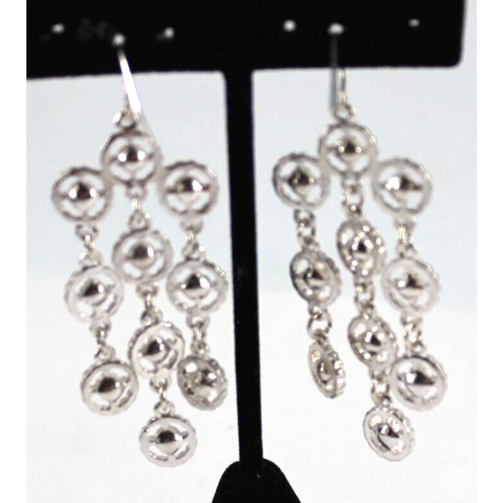 Other Three Stand Rhinestone Circle Dangle Hook Earrings • 2-1/2" Size ONE SIZE - 3 Thumbnail