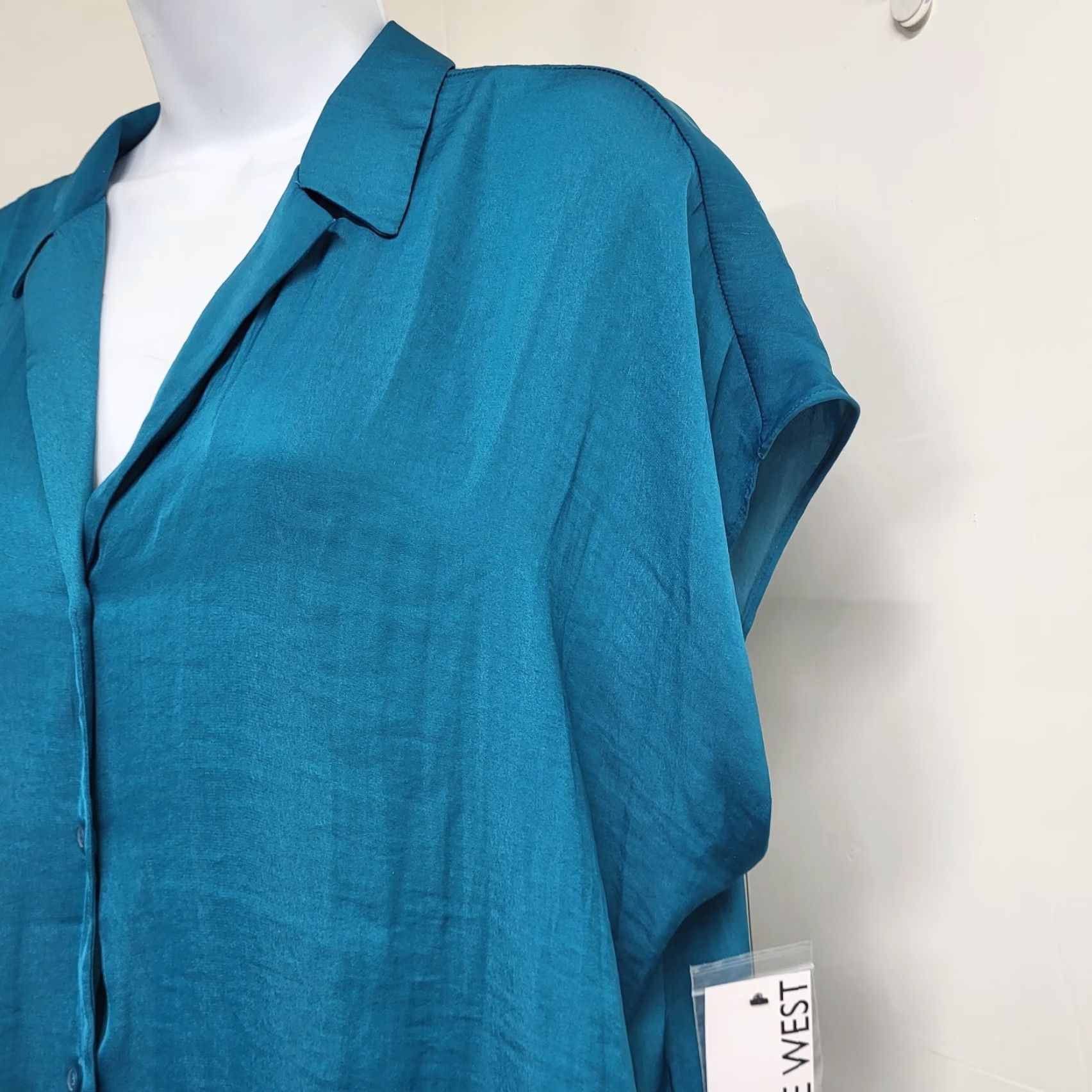Nine West Nine West Blouse Women's XXL Morocan Teal Button-Down Sleeveless Shirt Shirt Blouse Regular Fit VINTAGE=no Size XXL / US 16-18 / IT 52-54 - 4 Thumbnail