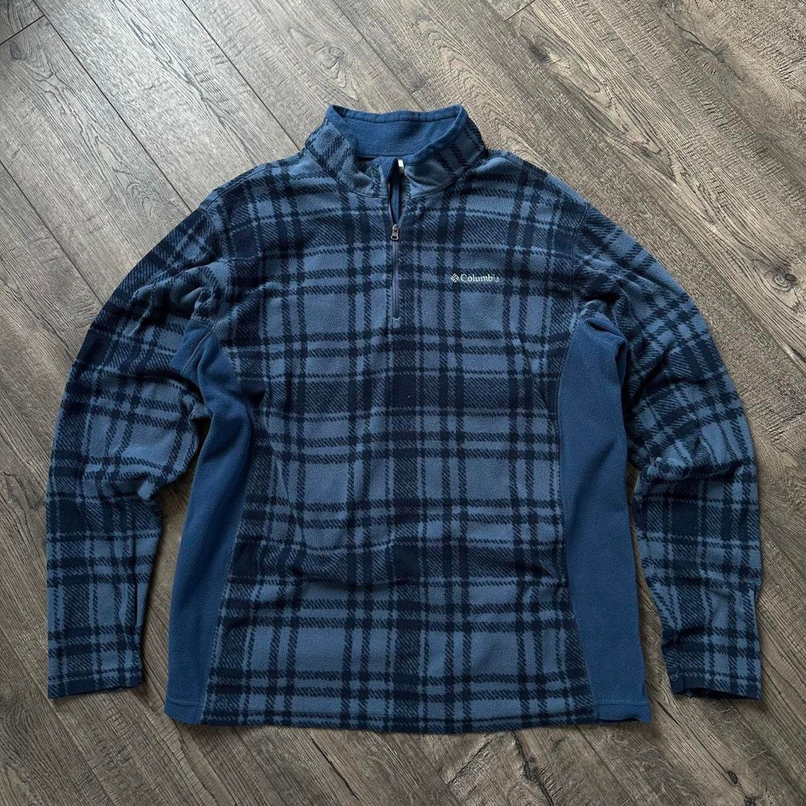 Columbia × Vintage Vintage Y2K 00s Plaid Columbia Fleece Quarterzip Jacket Size US L / EU 52-54 / 3 - 1 Thumbnail