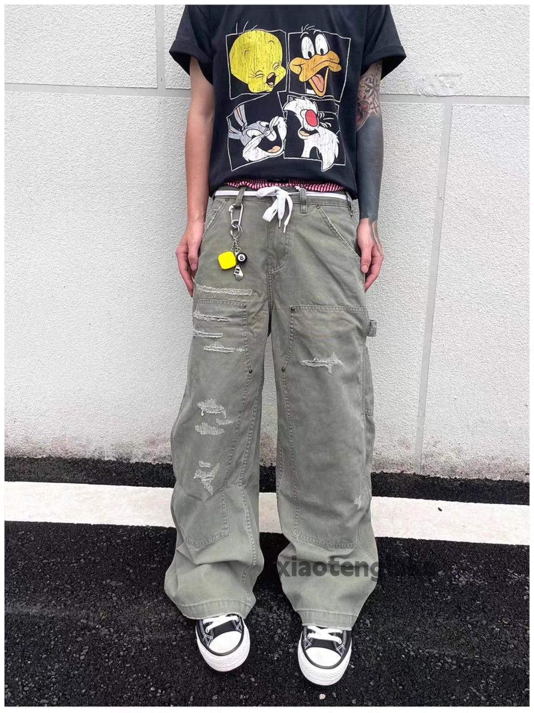 Vintage Utility skate hiphop loose baggy ripped damaged pants Size US 30 / EU 46 - 2 Thumbnail