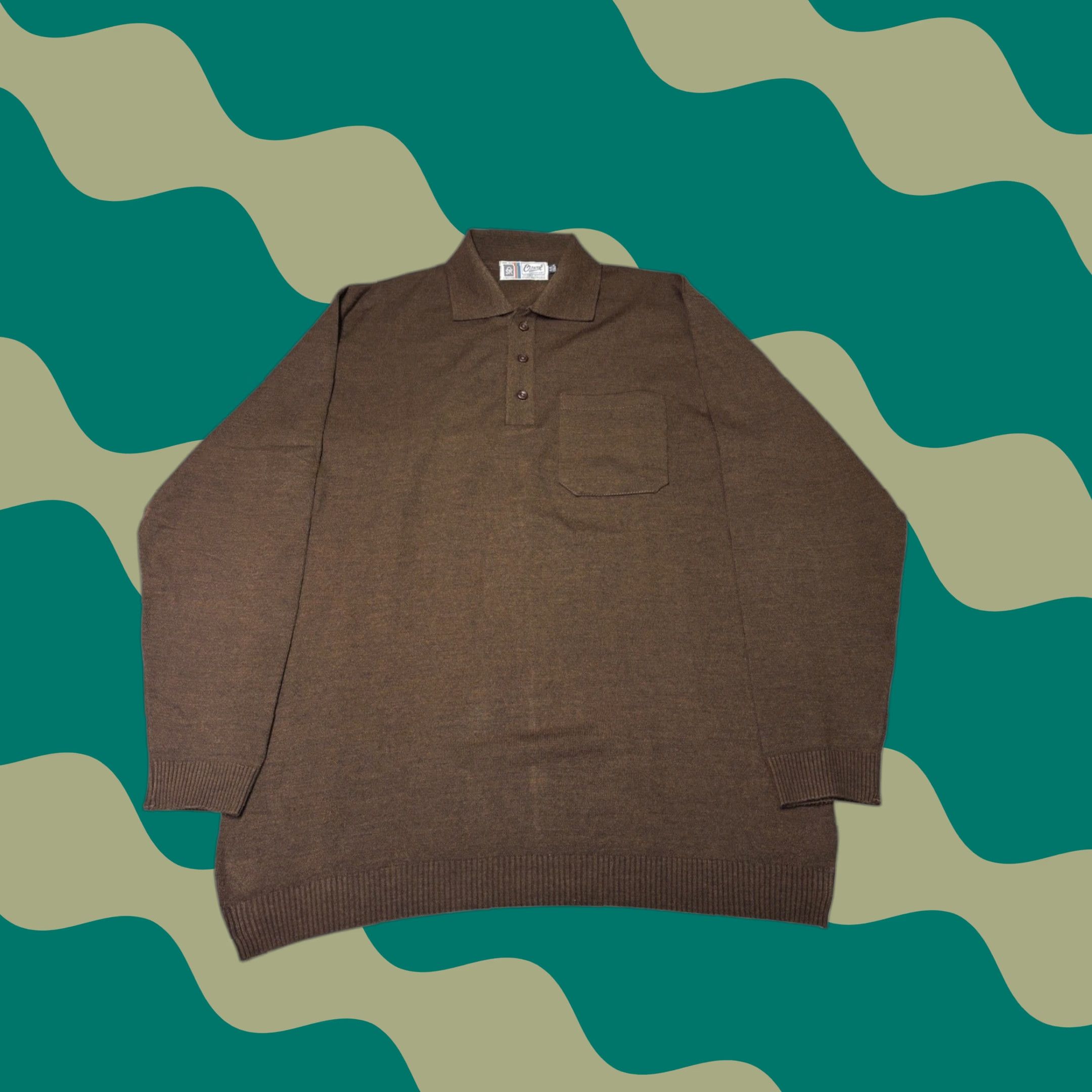 Vintage Oswal Sudhir Knit Wool Blend Long Sleeve Polo Sweater Men Size L Brown Collar Pocket Pullover Regular Fit Mens Size US L / EU 52-54 / 3 - 1 Thumbnail