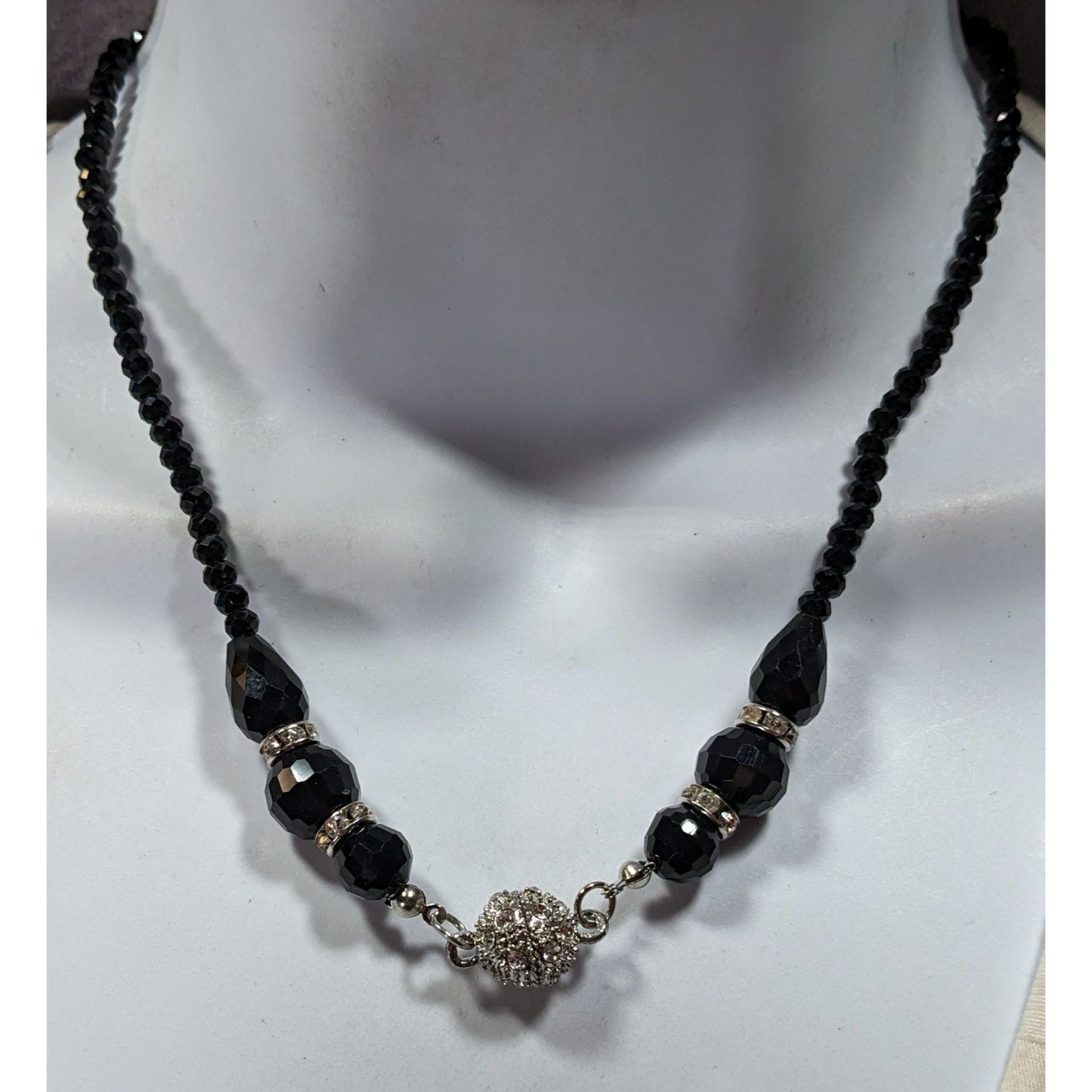 Handmade Handmade Glam Goth Glass Beaded Necklace With Rhinestone Acc Size ONE SIZE - 1 Thumbnail