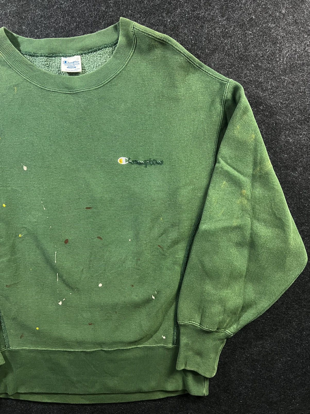 Champion Rare Paint Splatter Pollock Art Green Champion Reverse Sweat Size US M / EU 48-50 / 2 - 1 Thumbnail