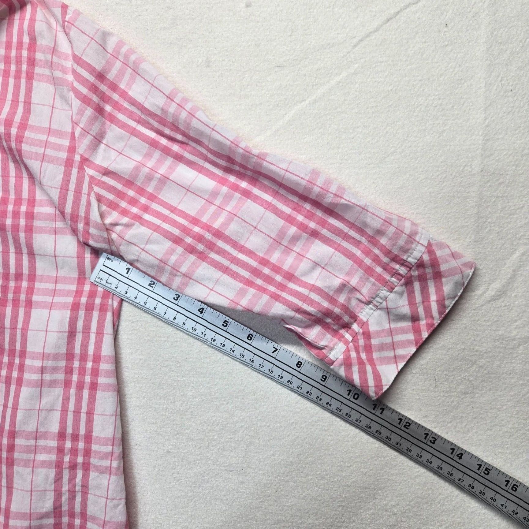 Pinko Rebecca Malone Pink Plaid Button-Up Shirt Collared 3/4 Sleeve Women's XL Shirt, Pink, Plaid, Button-Up, Rebecca Malone, Women XL, Casual Shirt Size XL / US 12-14 / IT 48-50 - 5 Thumbnail