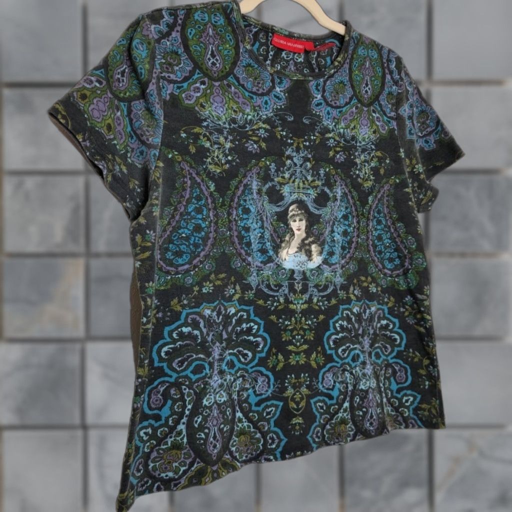 Gloria Vanderbilt VINTAGE Gloria Vanderbilt Shirt Womens XL Multi All Over Goddess y2k Rosy Fairy Renaissance Boho Gothic Grunge 90s 00s Coast Size XL / US 12-14 / IT 48-50 - 1 Thumbnail