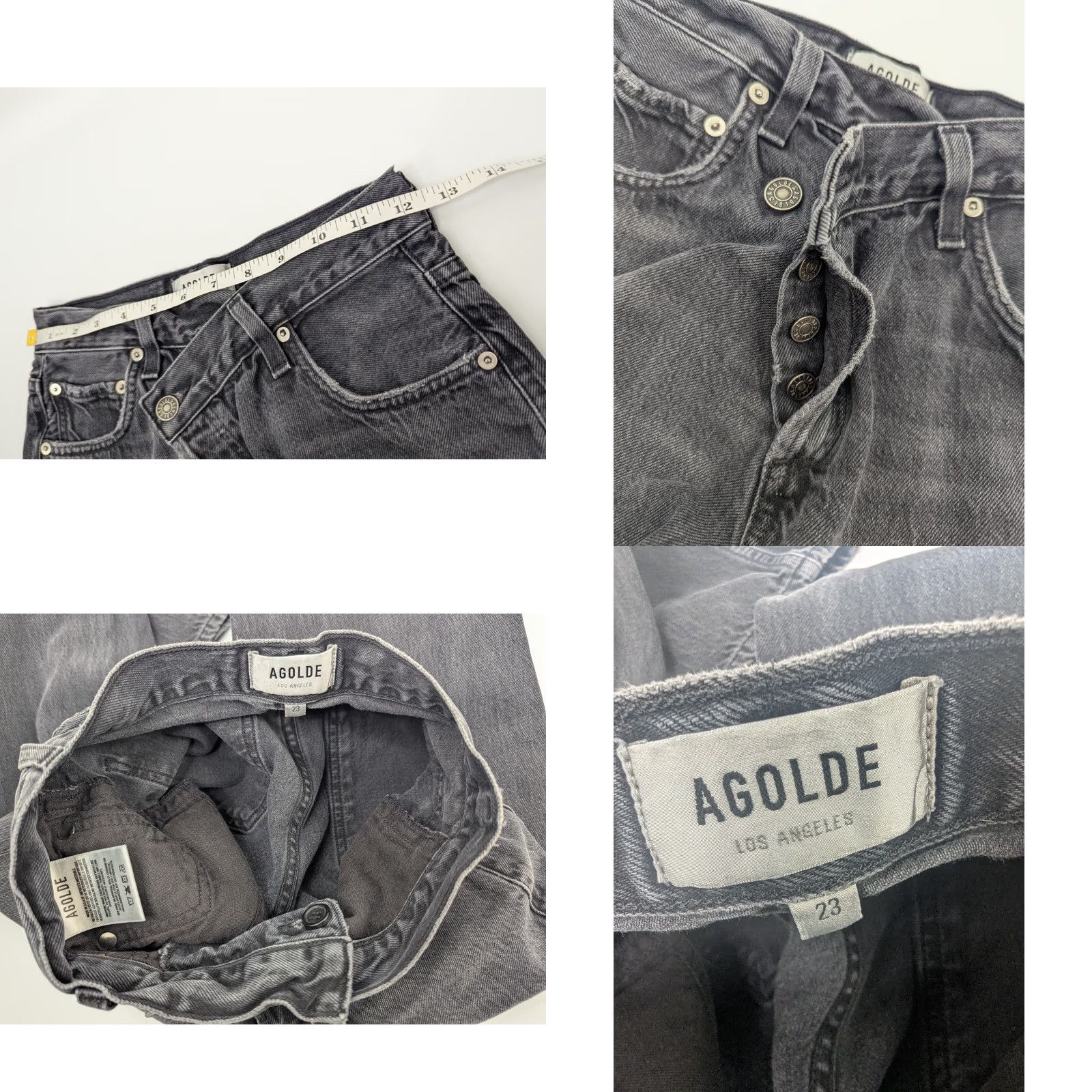 Agolde AGOLDE Jeans Womens 23 High Rise Straight Denim Black Charcoal Wash Size 40" / US 18 - 8 Thumbnail