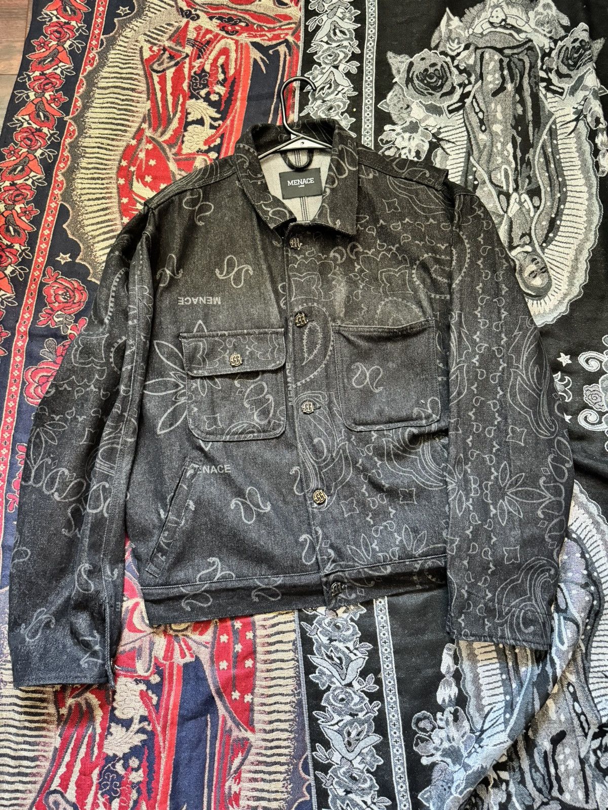 image of Menace Paisley Jacket in Black, Men's (Size Large)