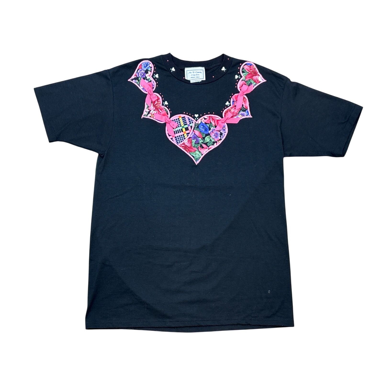 Jerzees Vintage Custom 90s patchwork embroidered heart t-shirt L Size L / US 10 / IT 46 - 1 Thumbnail