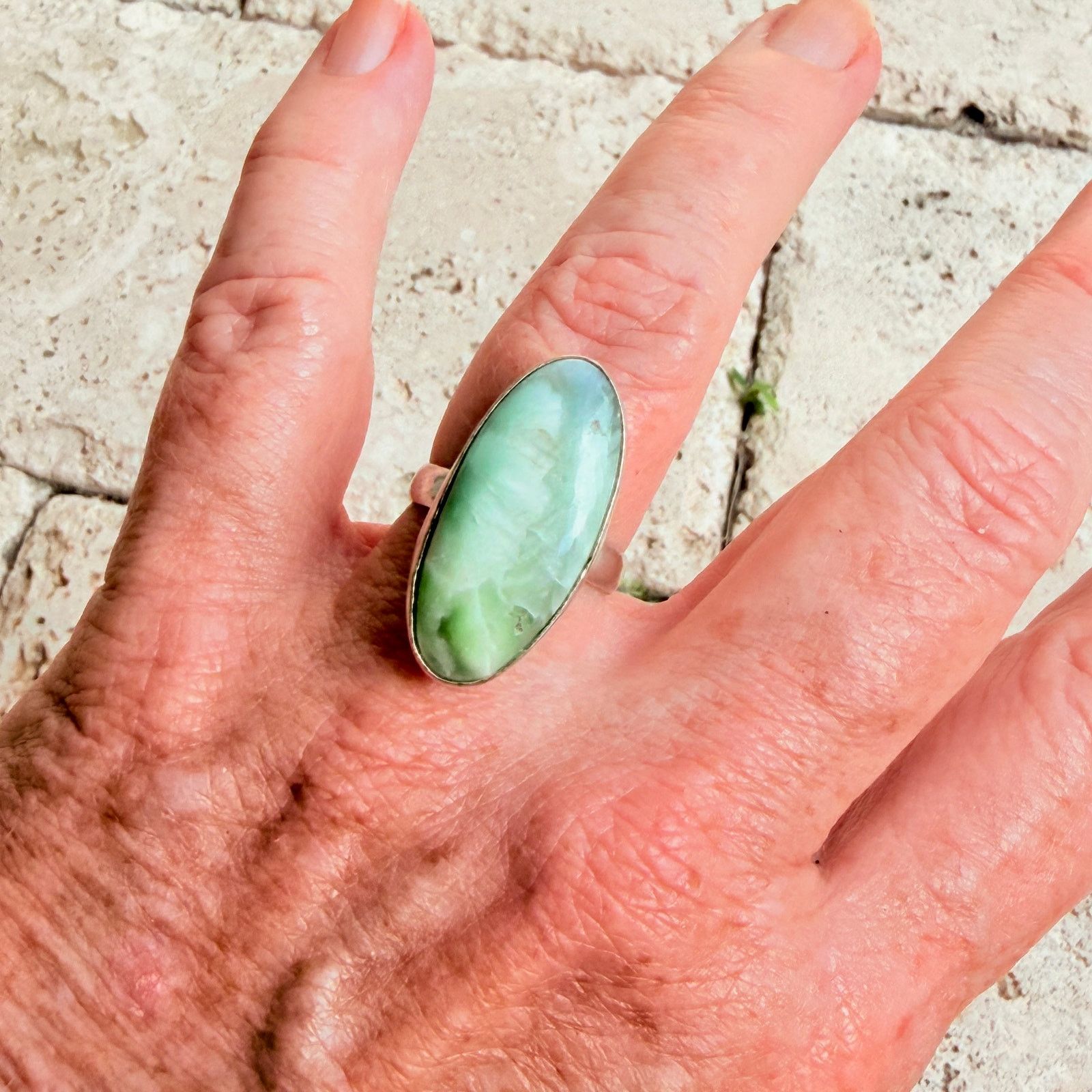 The Unbranded Brand Hemimorphite + Larimar 925 Silver Plated Ring Size 8 Size ONE SIZE - 5 Thumbnail