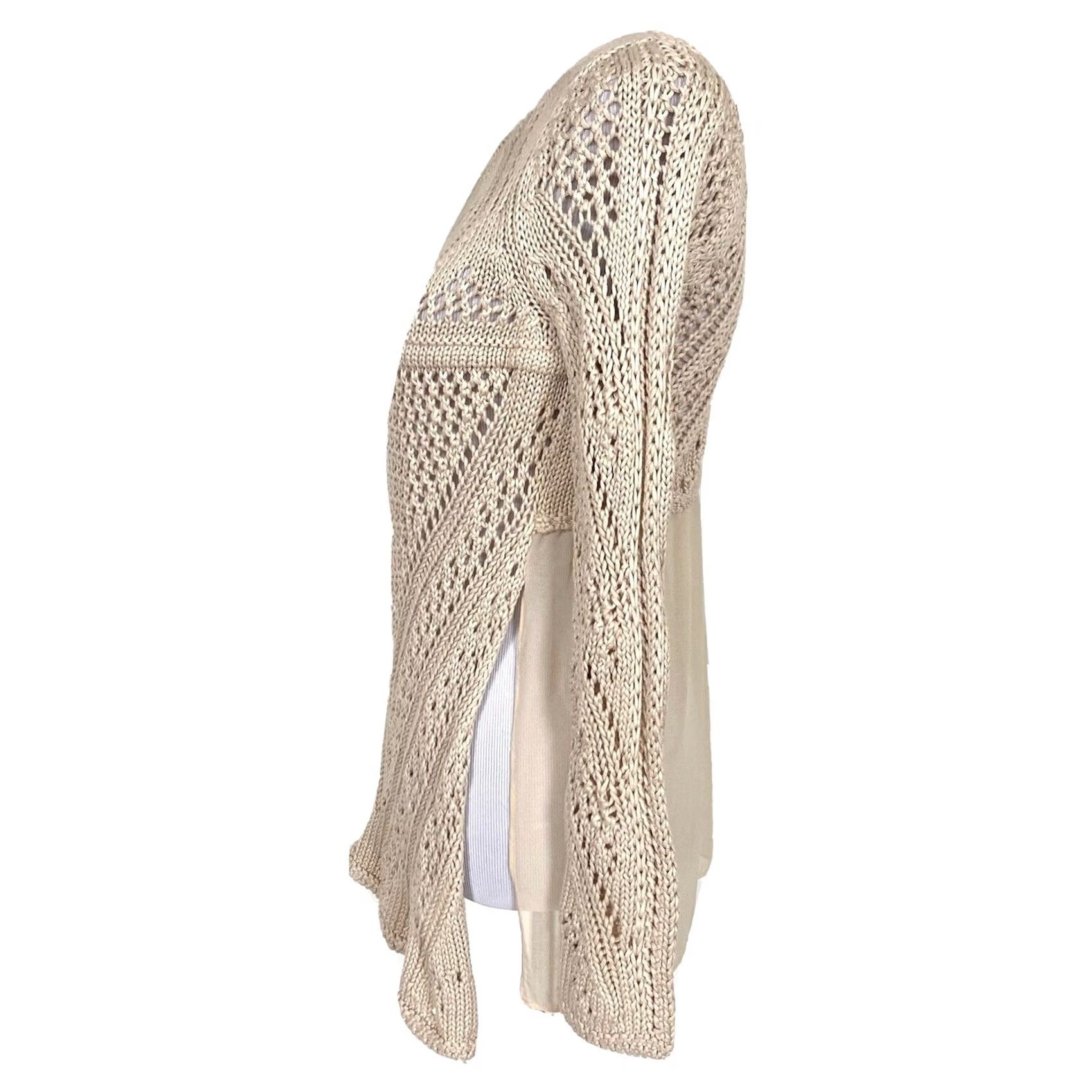 Akira VINTAGE Akira Black Label Sweater Beige Crochet Open Knit Back Sz S Size S / US 4 / IT 40 - 3 Thumbnail