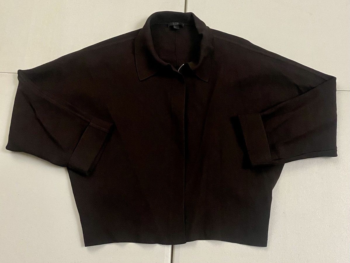 Cos COS Dark Brown Cropped Oversized Scrunched Back Cardigan L Size L / US 10 / IT 46 - 6 Thumbnail