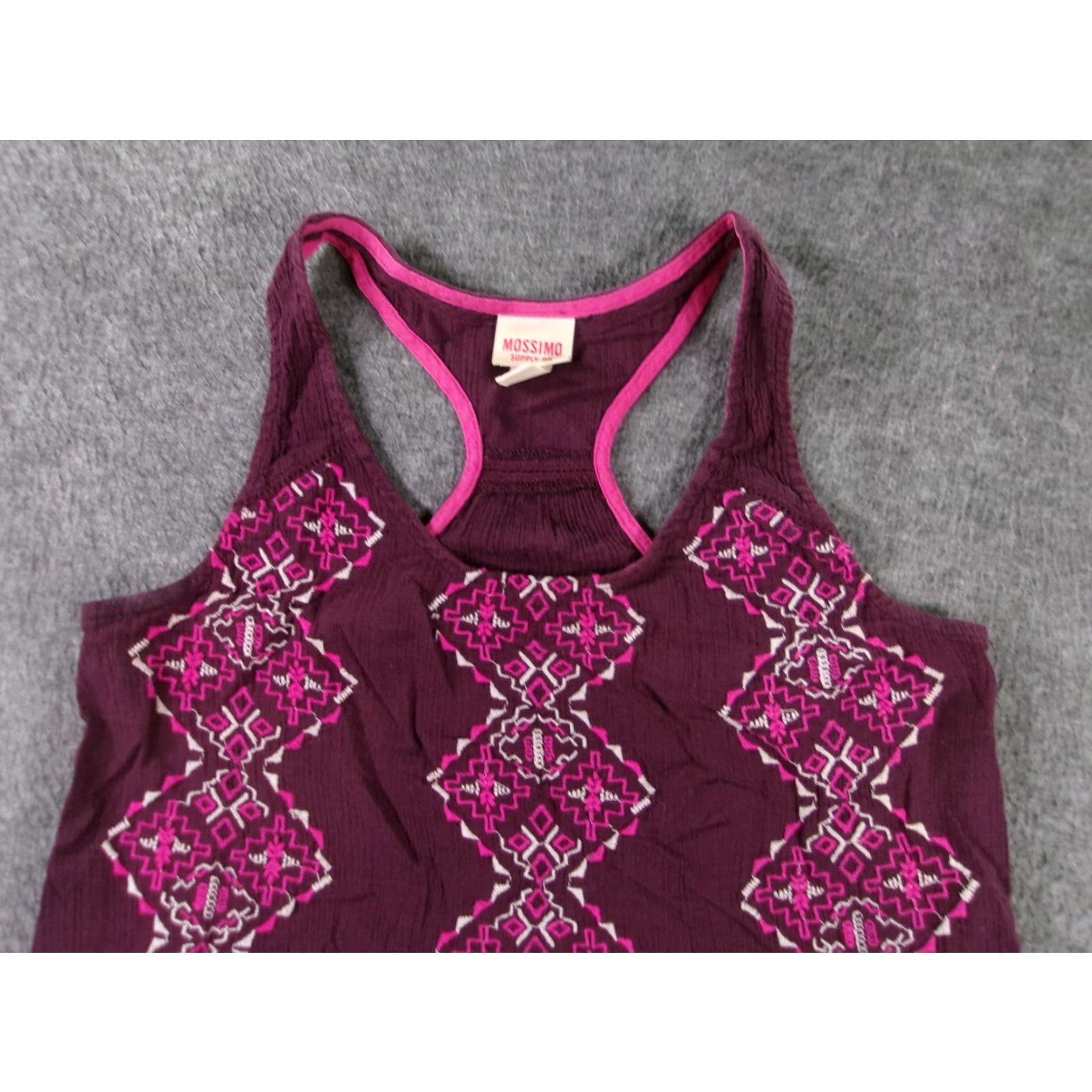 Mossimo Mossimo Tank Top Womens XS Racerback Embroidered Scoop Neck Purple Boho Summer Size XS / US 0-2 / IT 36-38 - 2 Thumbnail