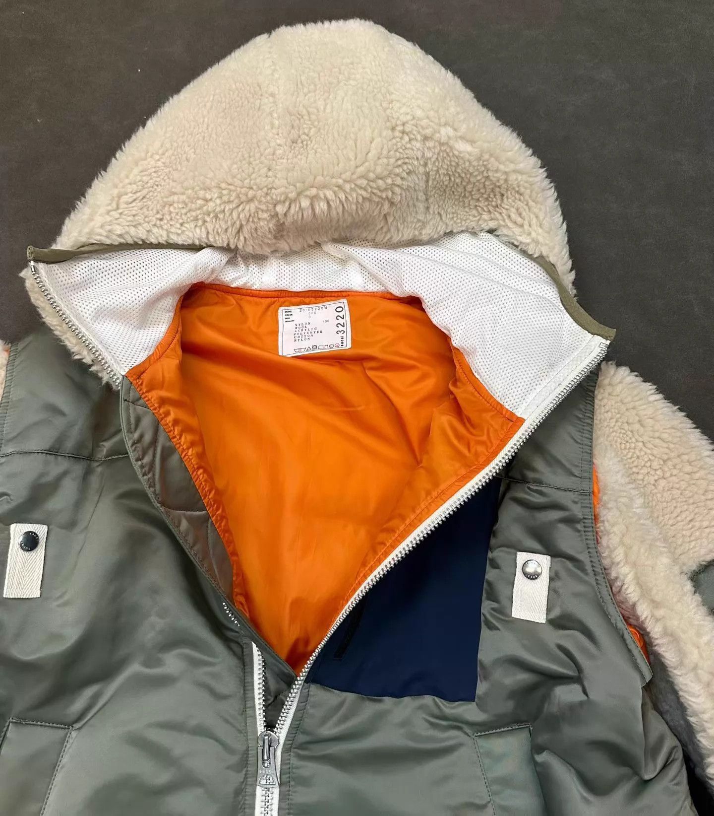 Sacai SACAI Colorblock Fleece MA1 Zip-Hooded Jacket 3 New Worn Size US L / EU 52-54 / 3 - 3 Thumbnail