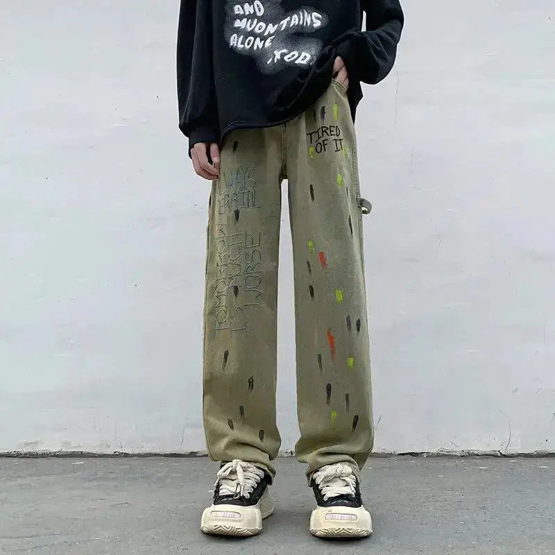 Japanese Brand Retro Embroidered Splash Ink Tie Dyed Jeans Size US 32 / EU 48 - 1 Thumbnail
