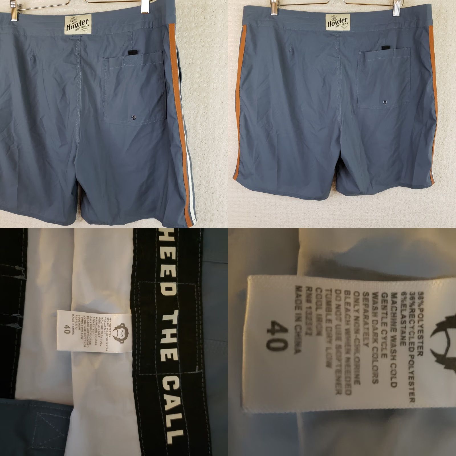 Howler Brothers Howler Bros Bruja 8" Board Shorts Men's Size 40 Dark Gray Side Stripes Pockets Drawstring Beach Outdoor Lake Life Surfing Watersports Mens Size US 40 / EU 56 - 9 Thumbnail