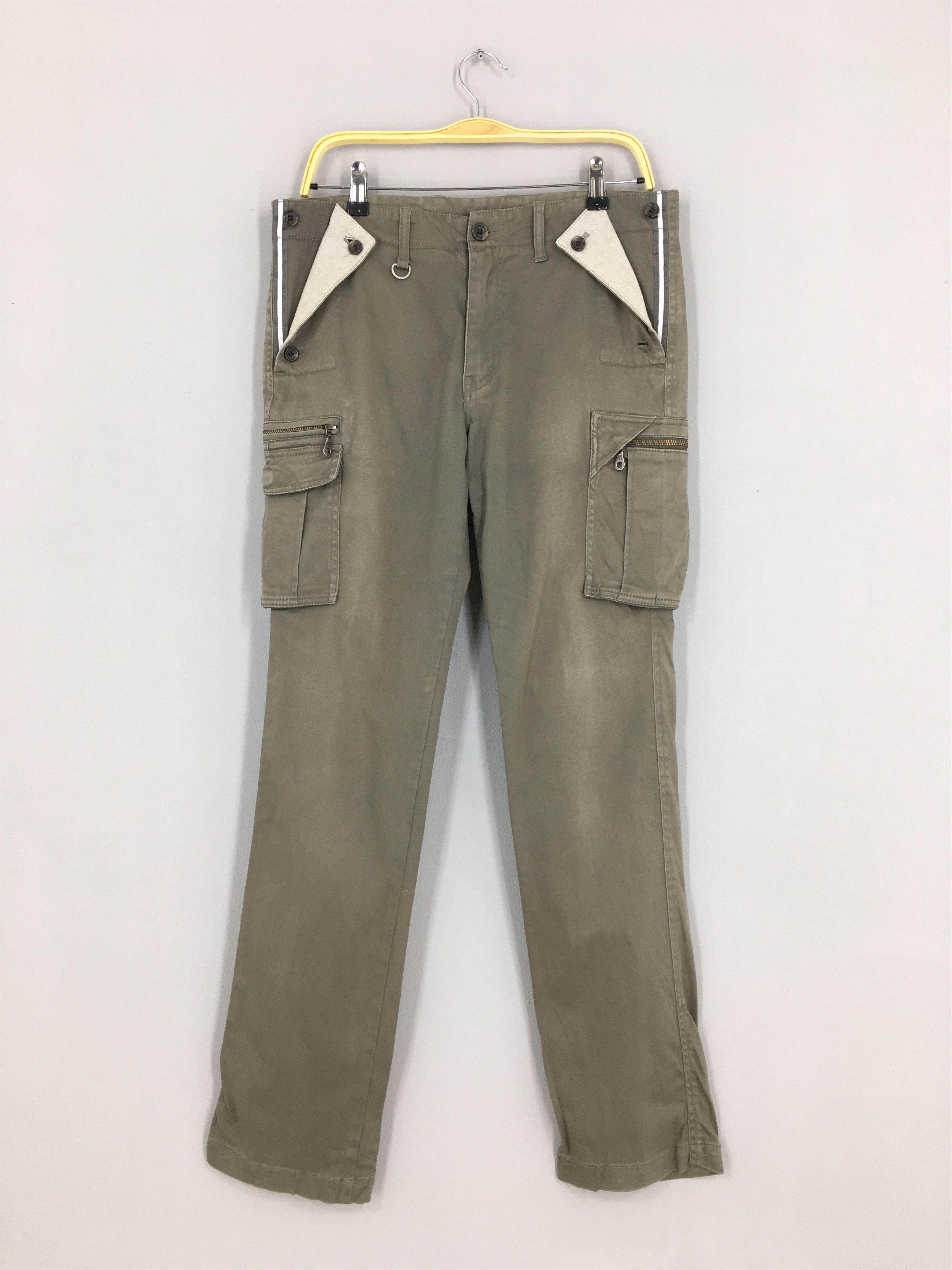 image of Designer Size 34X31 Slim Fit Cargo Pants Military in Grey, Men's