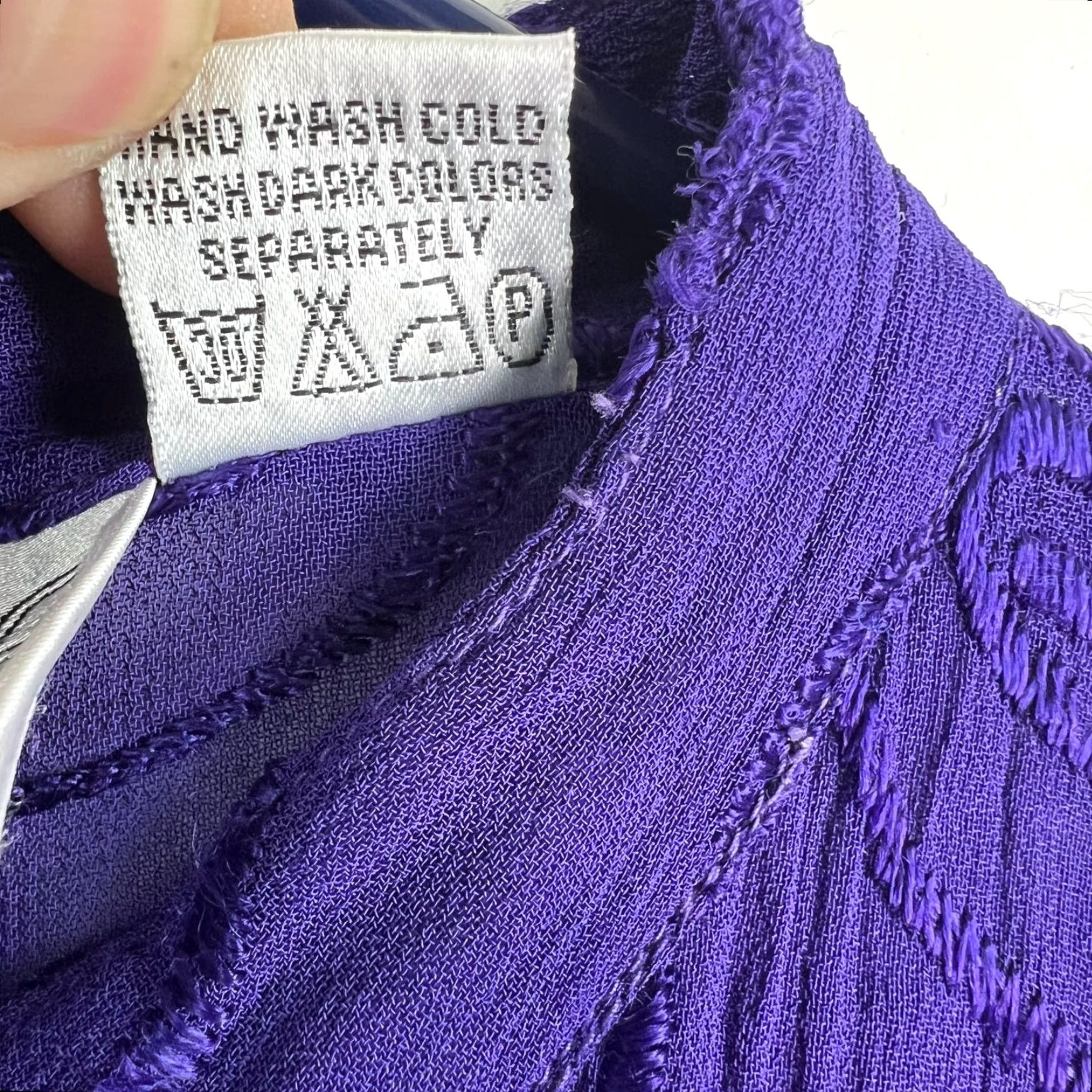 Vintage VINTAGE Lolette Kaftan Dress Womens Size Small Purple Embroidered Chiffon Short Sleeve Long 80s 90s Size S / US 4 / IT 40 - 7 Thumbnail