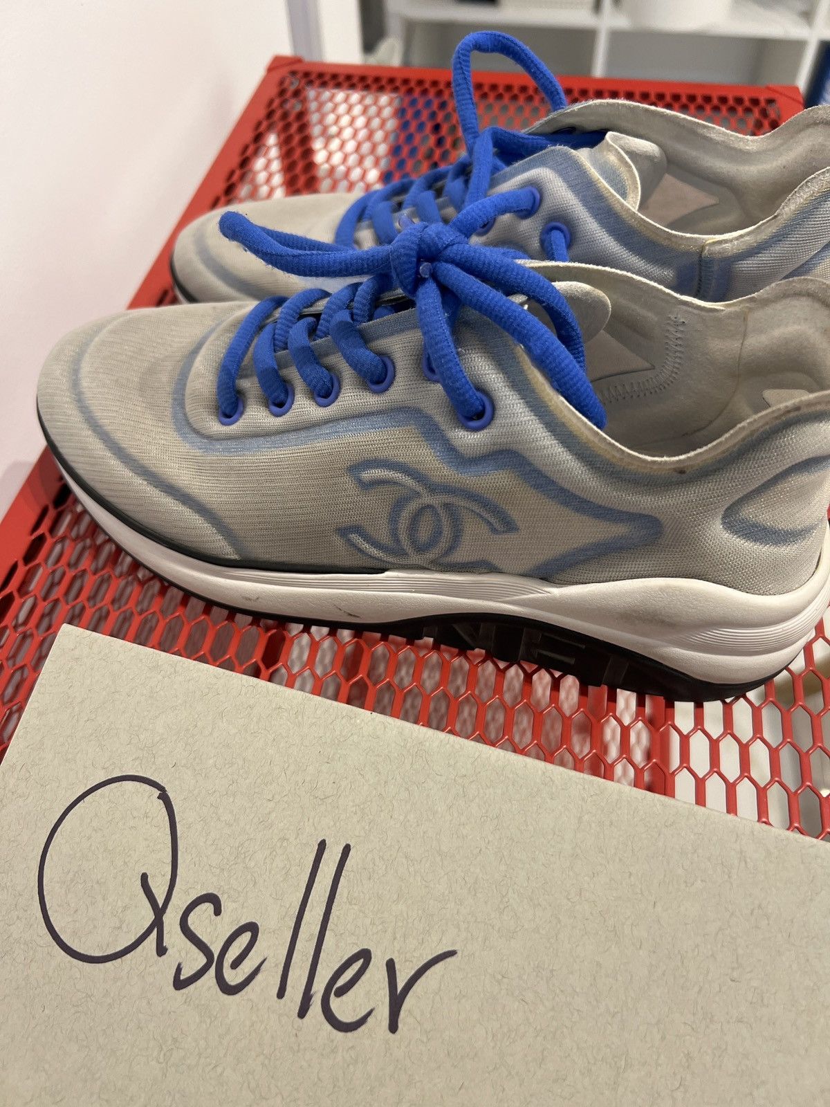 image of Mesh Sport Chanel Shoes in Blue, Women's (Size 7.5)