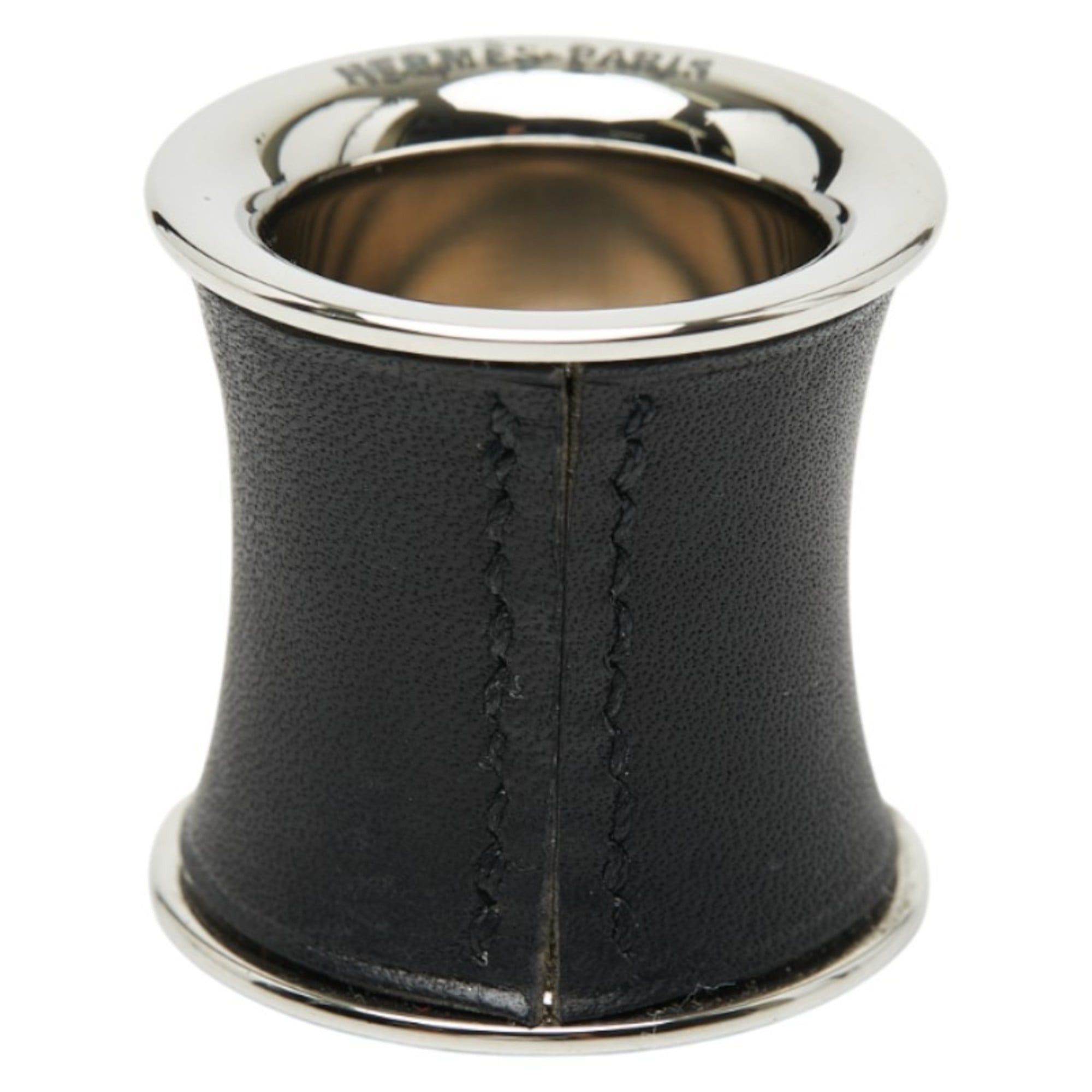 Hermes Hermes cylindrical scarf with ring, silver and black metal leather, for women. Size ONE SIZE - 1 Thumbnail