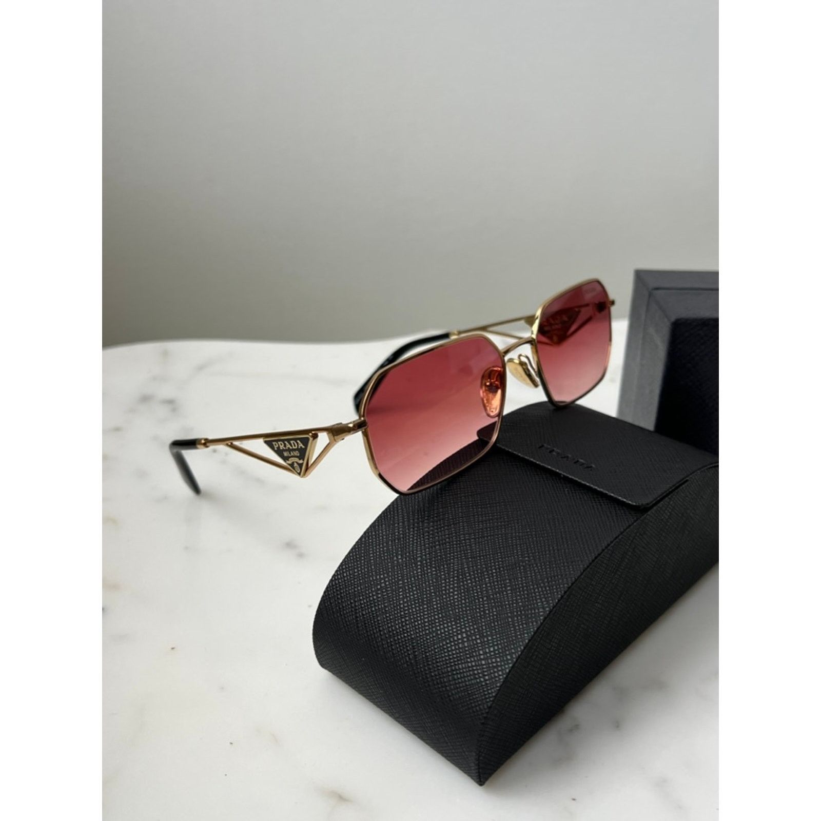Prada NEW Prada PR A51S Sunglasses in Gold Pink $585 Size ONE SIZE - 2 Thumbnail