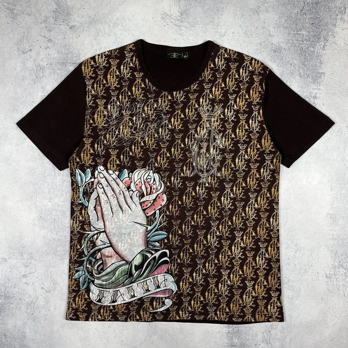 Christian Audigier Vintage Christian Audigier y2k AOP rare brown tee 90’s Size US L / EU 52-54 / 3 - 2 Thumbnail