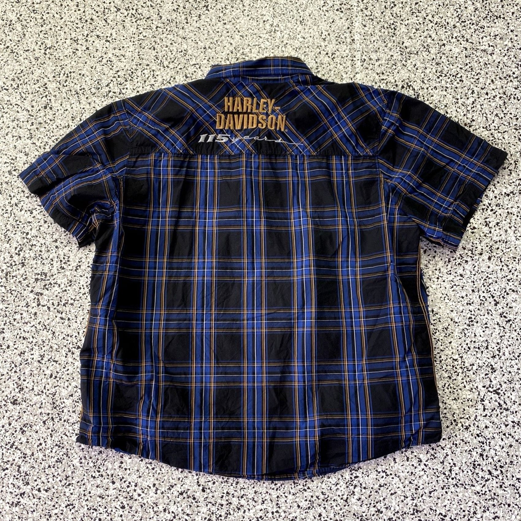 Harley Davidson Harley-Davidson 3XL Men’s Woven Shirt Short Sleeve Blue Casual Button-Up Front Pocketed Shirt Size US XXL / EU 58 / 5 - 4 Thumbnail