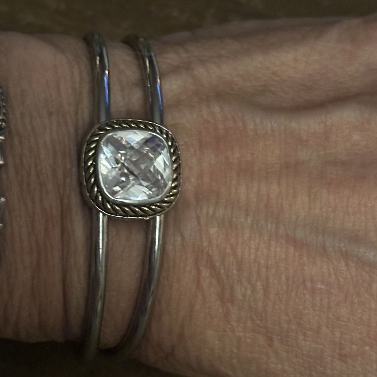 Other Silver tone cut out rhinestone cuff bangle bracelet Size ONE SIZE - 3 Thumbnail