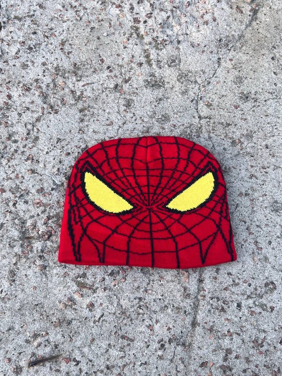 Japanese Brand × Vintage Y2k Spider Man Beanie Hat Eye Big Logo 00s Size ONE SIZE - 2 Thumbnail