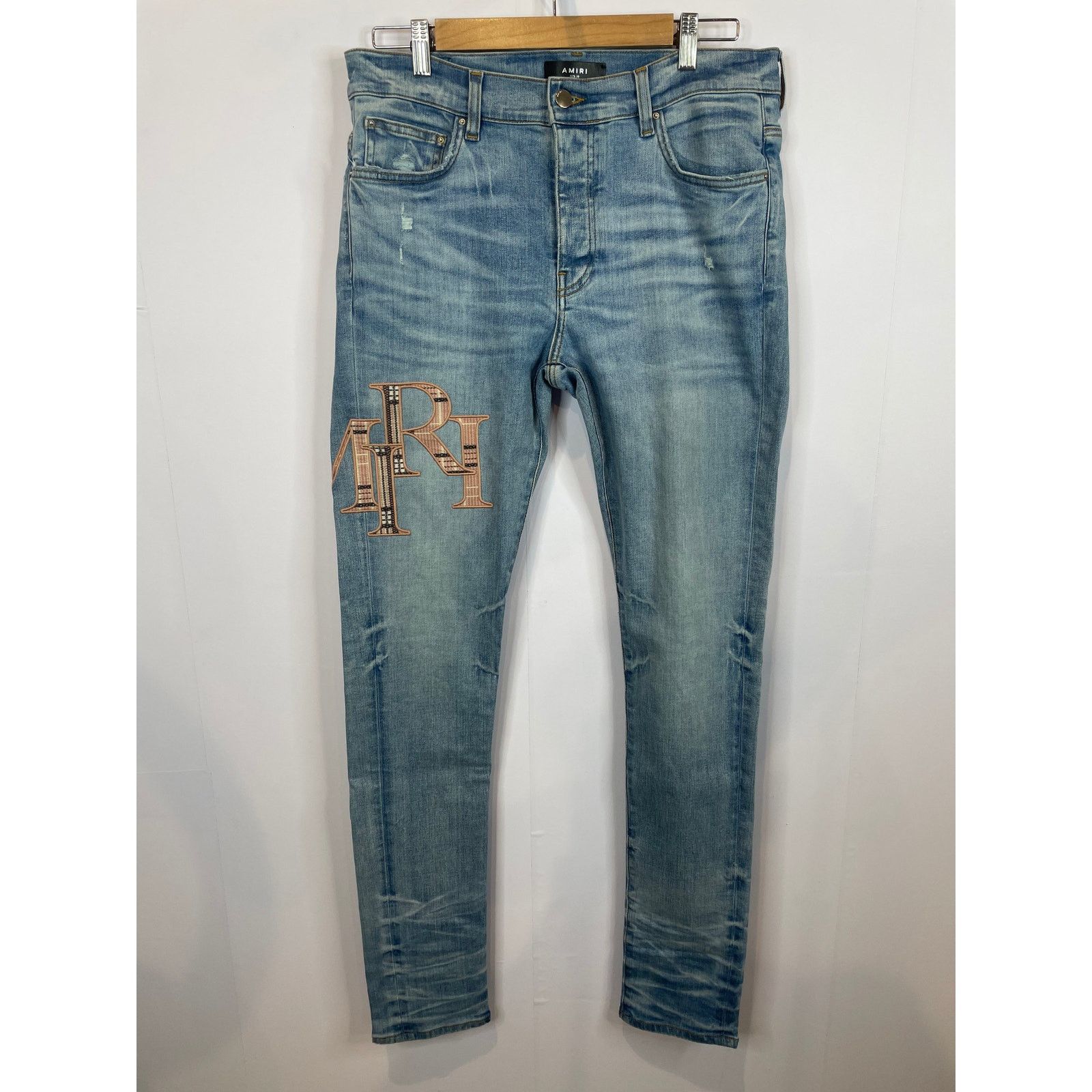 Amiri Amiri Jeans Light Wash Pink Plaid Side Logo Used 33 Size US 33 - 2 Thumbnail