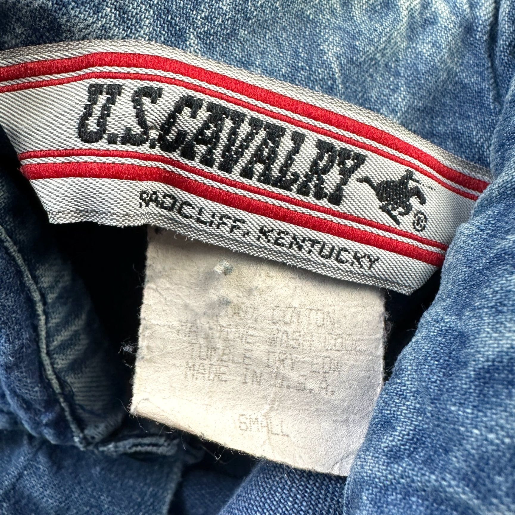 Denime VINTAGE US Cavalry Shirt Mens Small Blue Denim Button Up Military USA Made Size US S / EU 44-46 / 1 - 7 Thumbnail