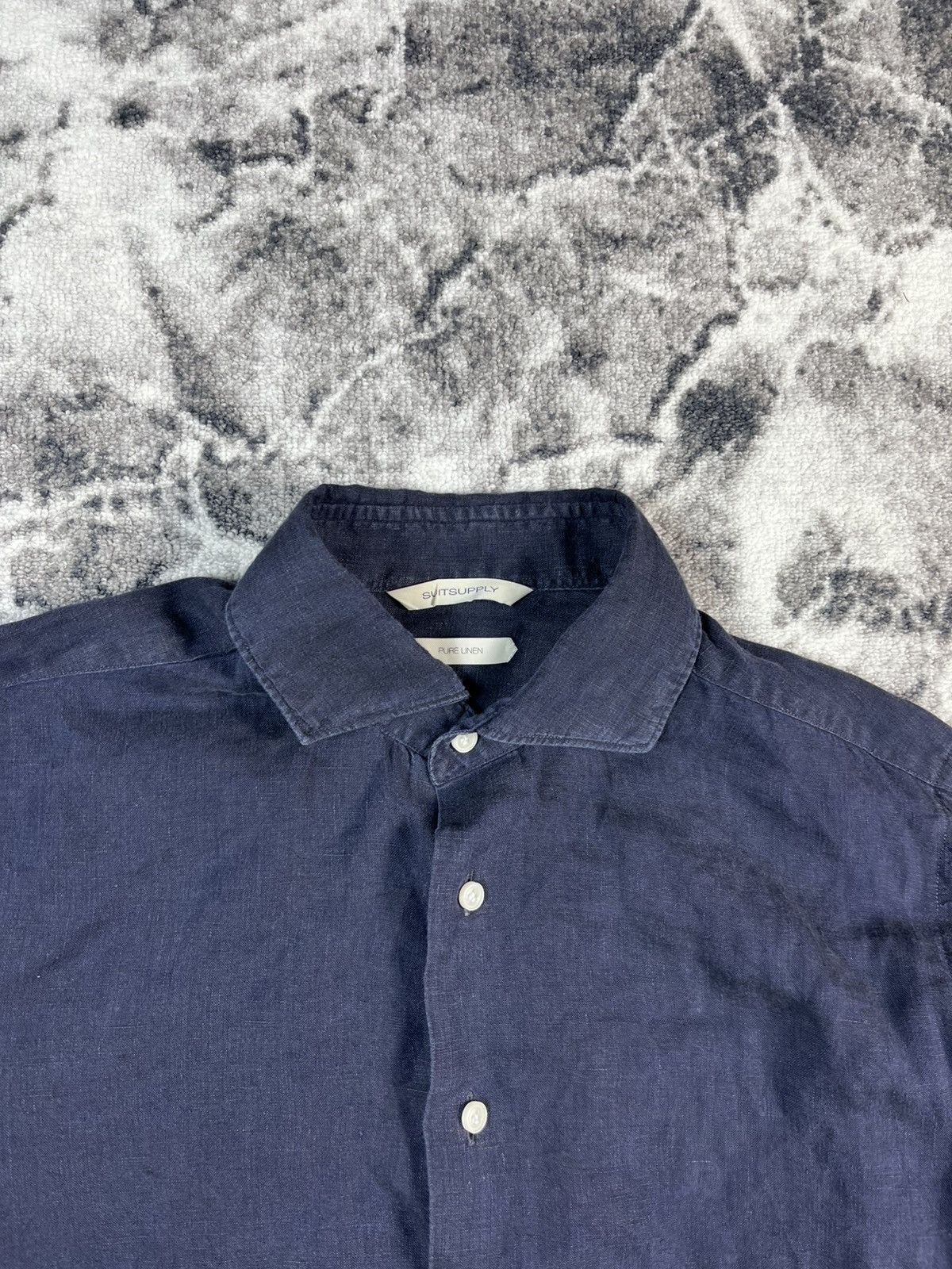 Suitsupply Suitsupply Linen Shirt Navy Slim Fit 39/40 Casual Size US M / EU 48-50 / 2 - 4 Thumbnail