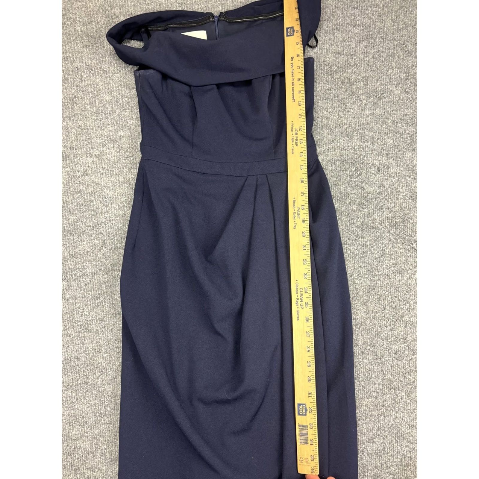 Vintage BHLDN Dress Womens 8 Navy Off Shoulder Hi Low Sheath Bridesmaid Gown Formal Size M / US 6-8 / IT 42-44 - 5 Thumbnail