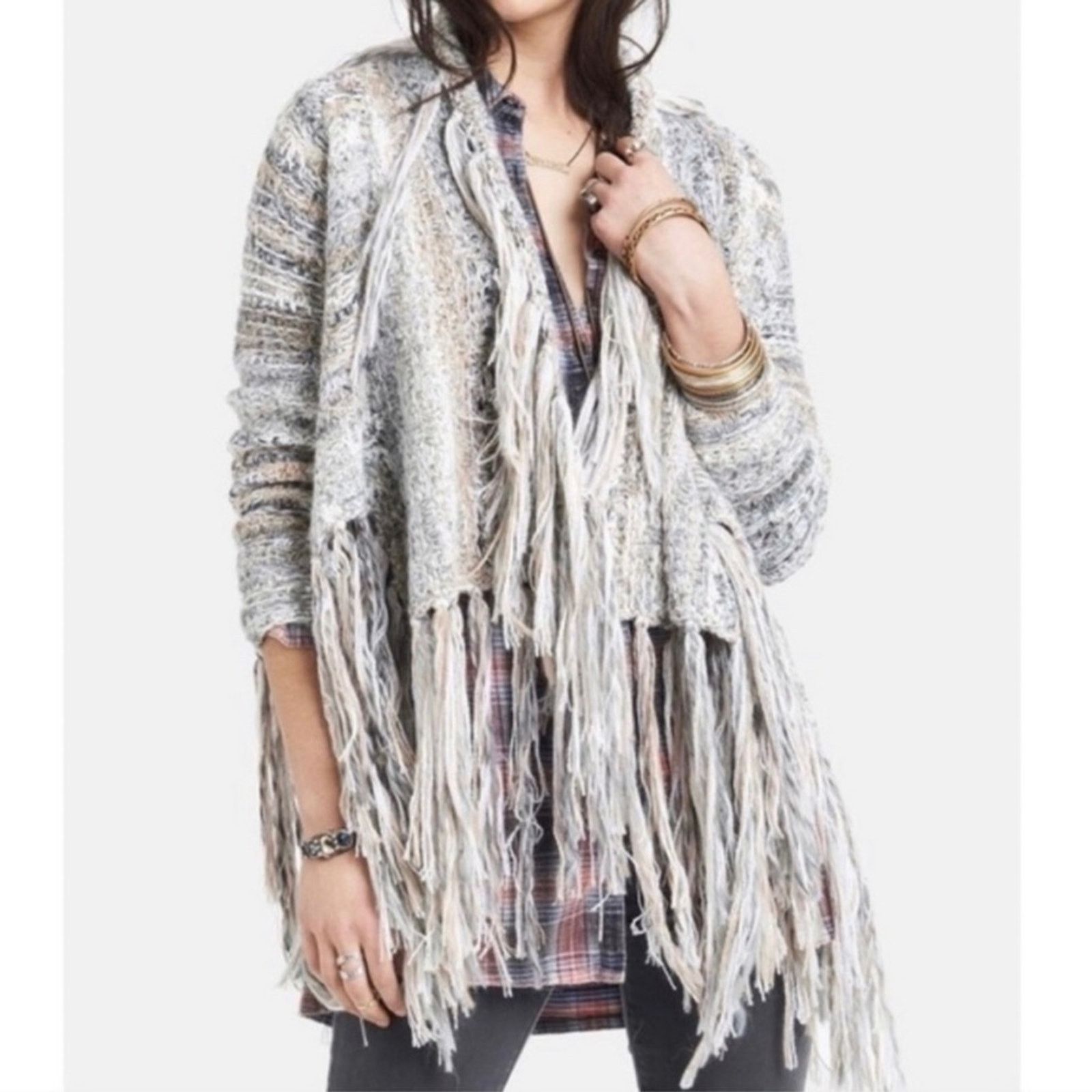 Free People Free People Birkenstock Fringe Cardigan Size M / US 6-8 / IT 42-44 - 13 Thumbnail