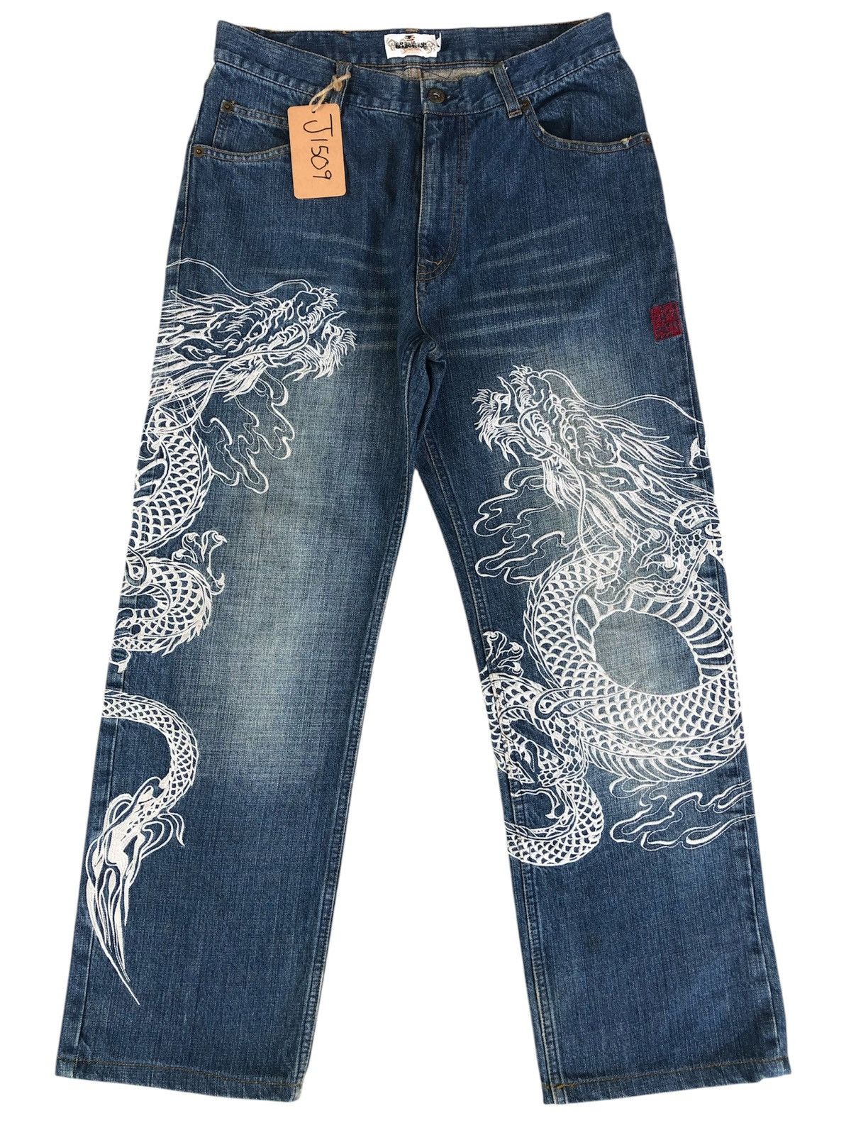 Karakuri Tamashii Karakuri Tamashii Embroidered Jeans Distressed Size US 31 - 1 Thumbnail