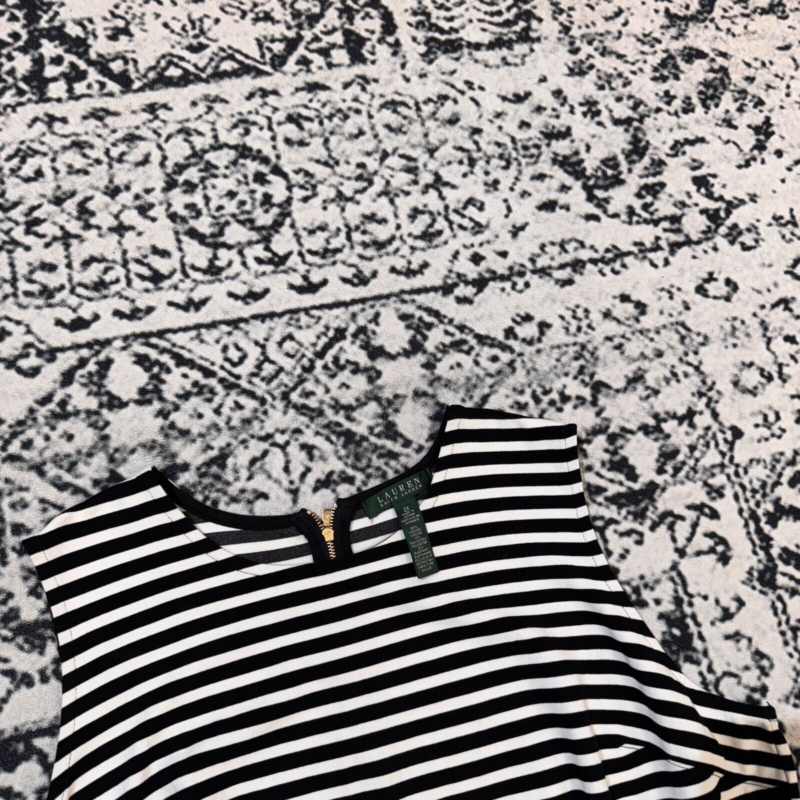 Ralph Lauren × Vintage Ralph Lauren White Black Viscose Striped Top Blouse Size 2XL Size US XXL / EU 58 / 5 - 6 Thumbnail